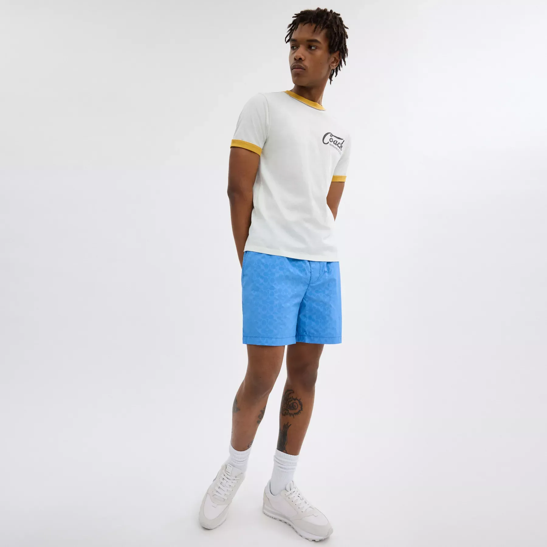 Monochrome Shorts In Recycled Nylon Blue
