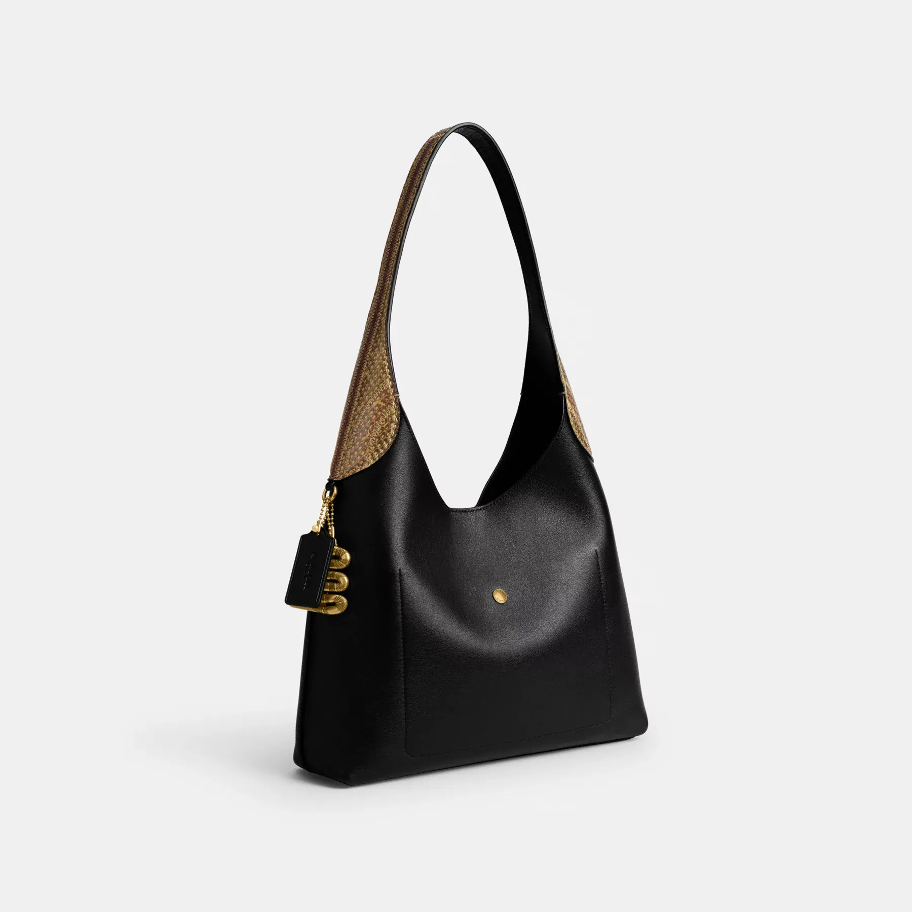 New Year Brooklyn Shoulder Bag 28 With Snakeskin Detail Black