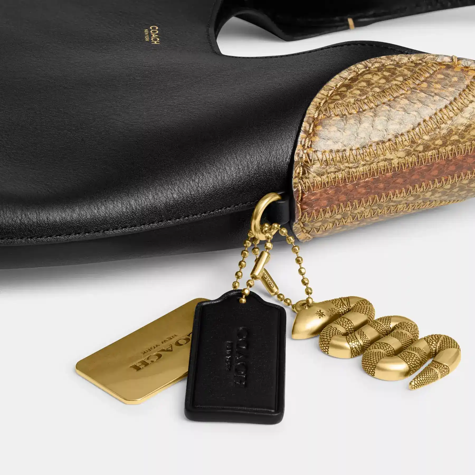 New Year Brooklyn Shoulder Bag 28 With Snakeskin Detail Black New Year Brooklyn Shoulder Bag 28 With Snakeskin Detail Black