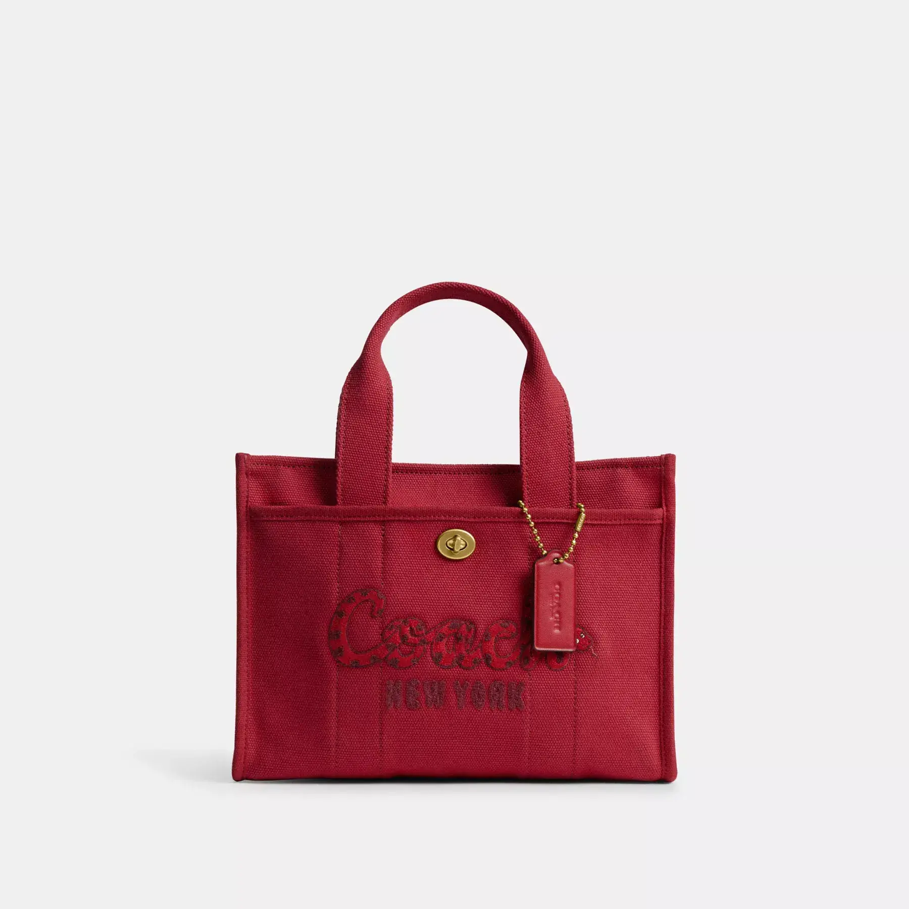 New Year Cargo Tote Bag 26 With Coach Snake Script Ruby