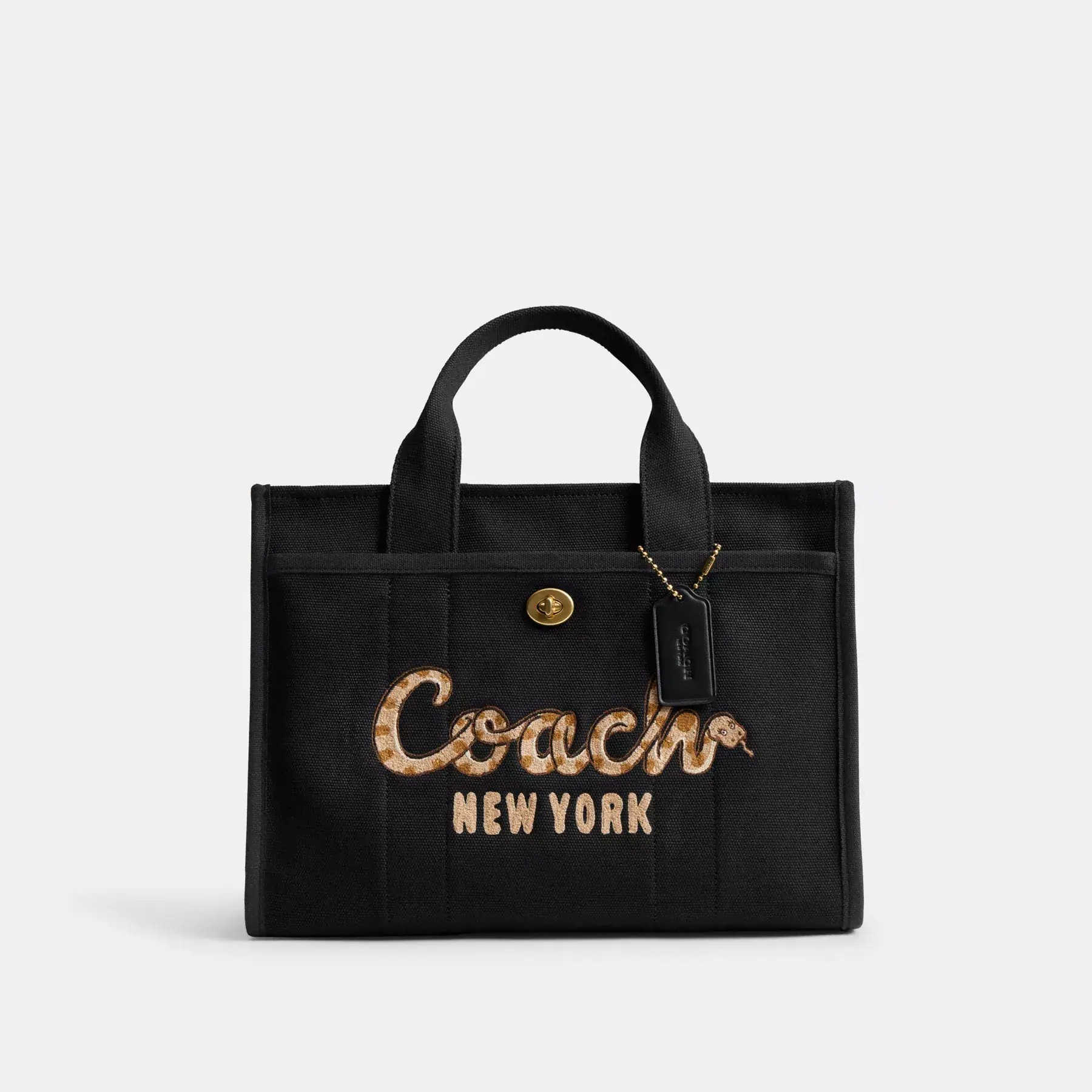 New Year Cargo Tote Bag With Coach Snake Script Black