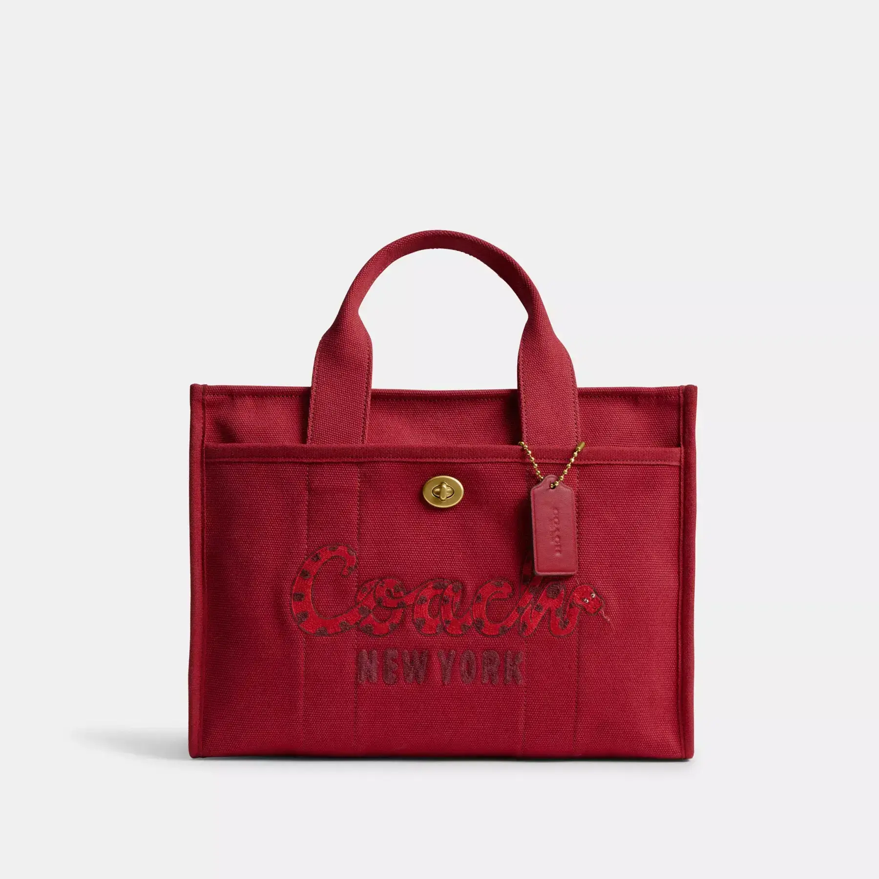 New Year Cargo Tote Bag With Coach Snake Script Ruby
