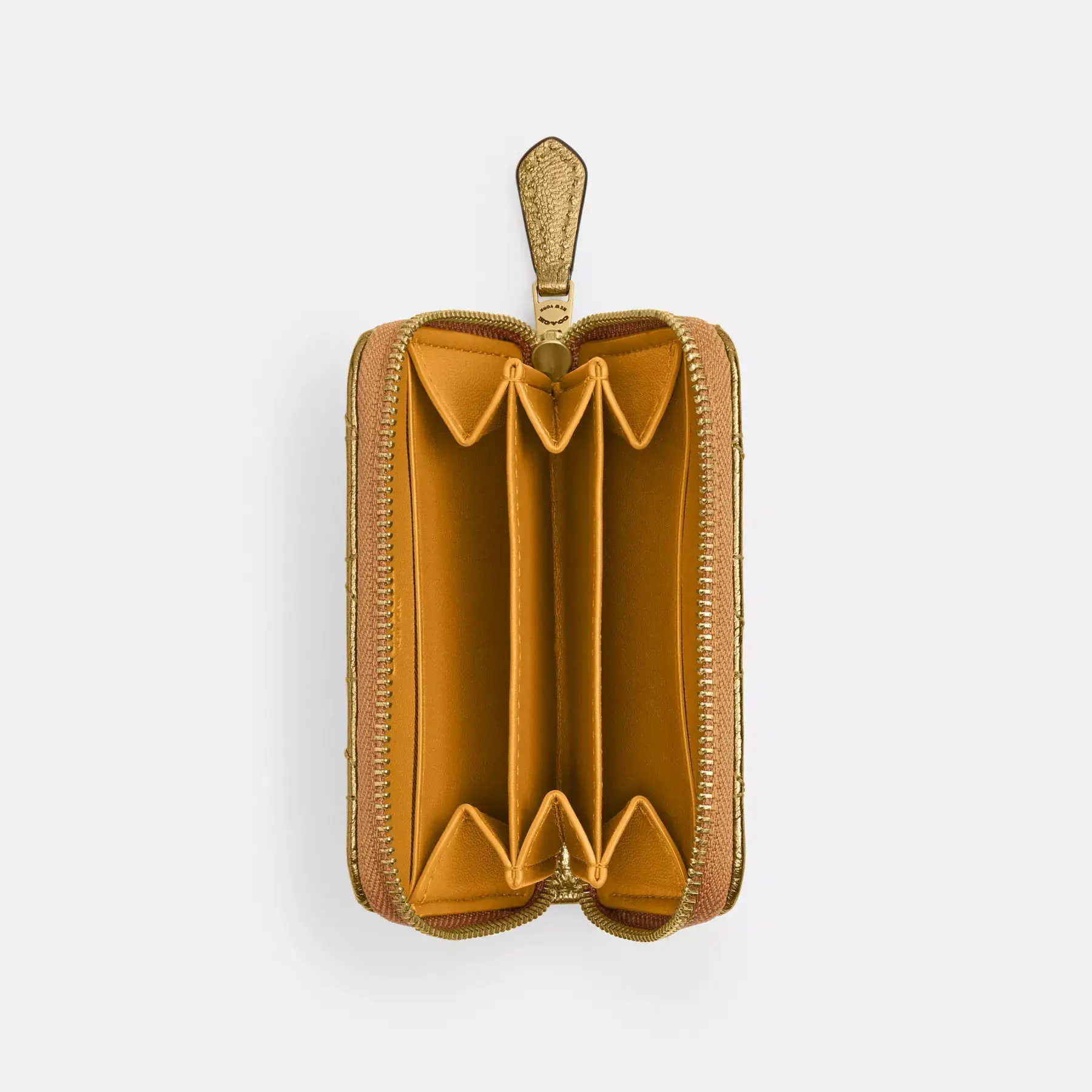 New Year Essential Small Zip Around Card Case With Quilting Gold New Year Essential Small Zip Around Card Case With Quilting Gold