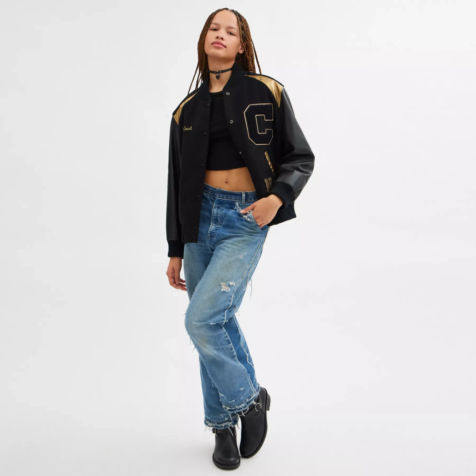 New Year Varsity Jacket Black Multi