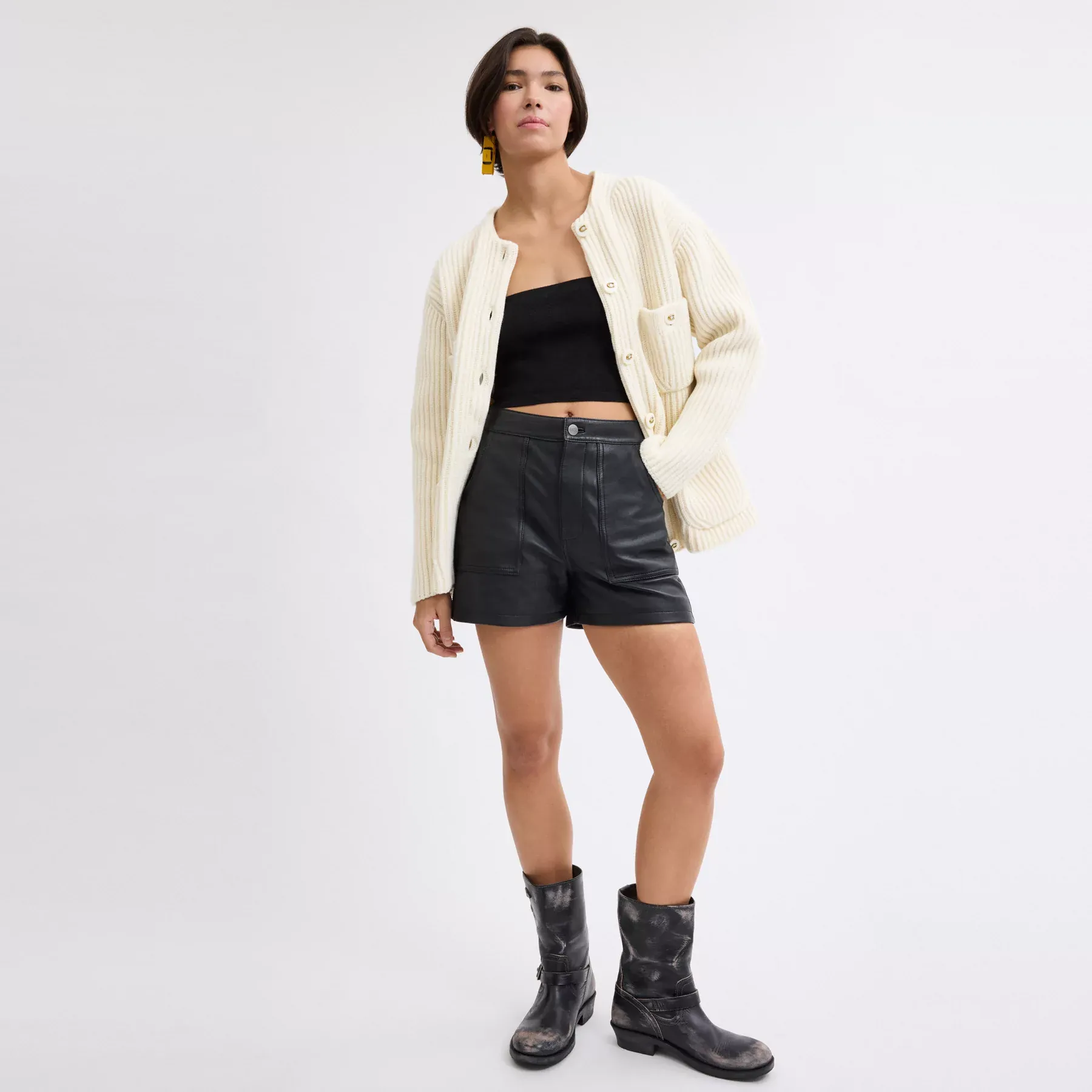 Oversized Pocket Cardigan Cream