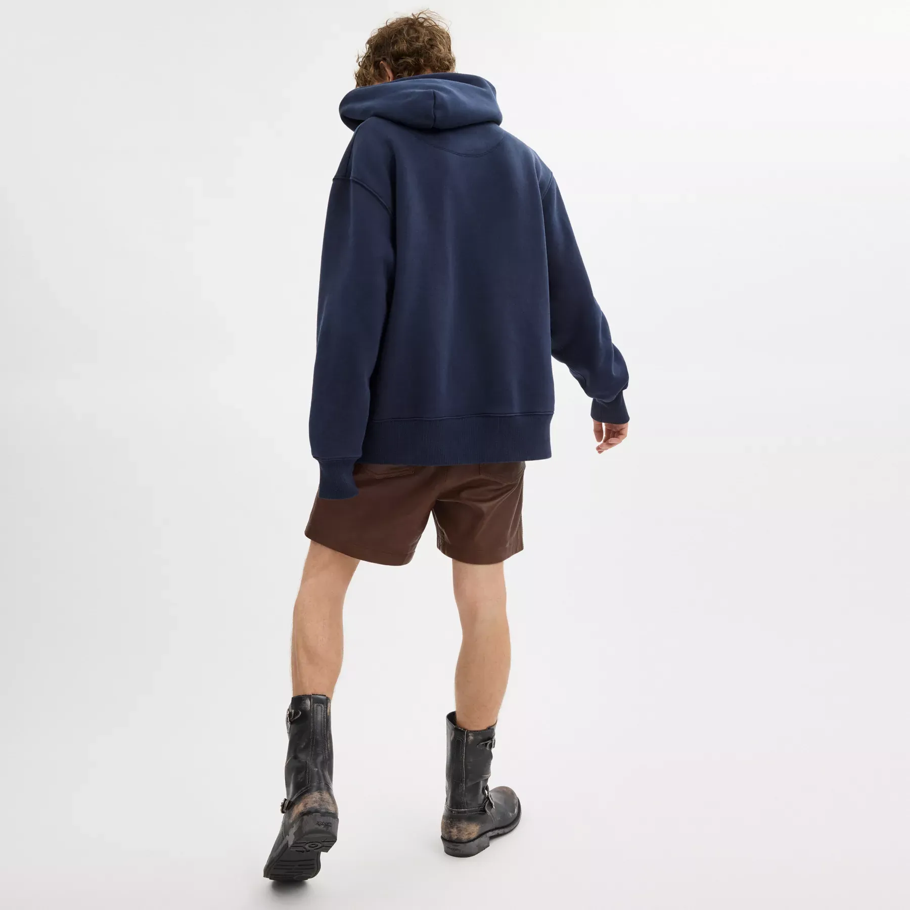 Oversized Signature Crest Hoodie In Organic Cotton Navy Blue Oversized Signature Crest Hoodie In Organic Cotton Navy Blue