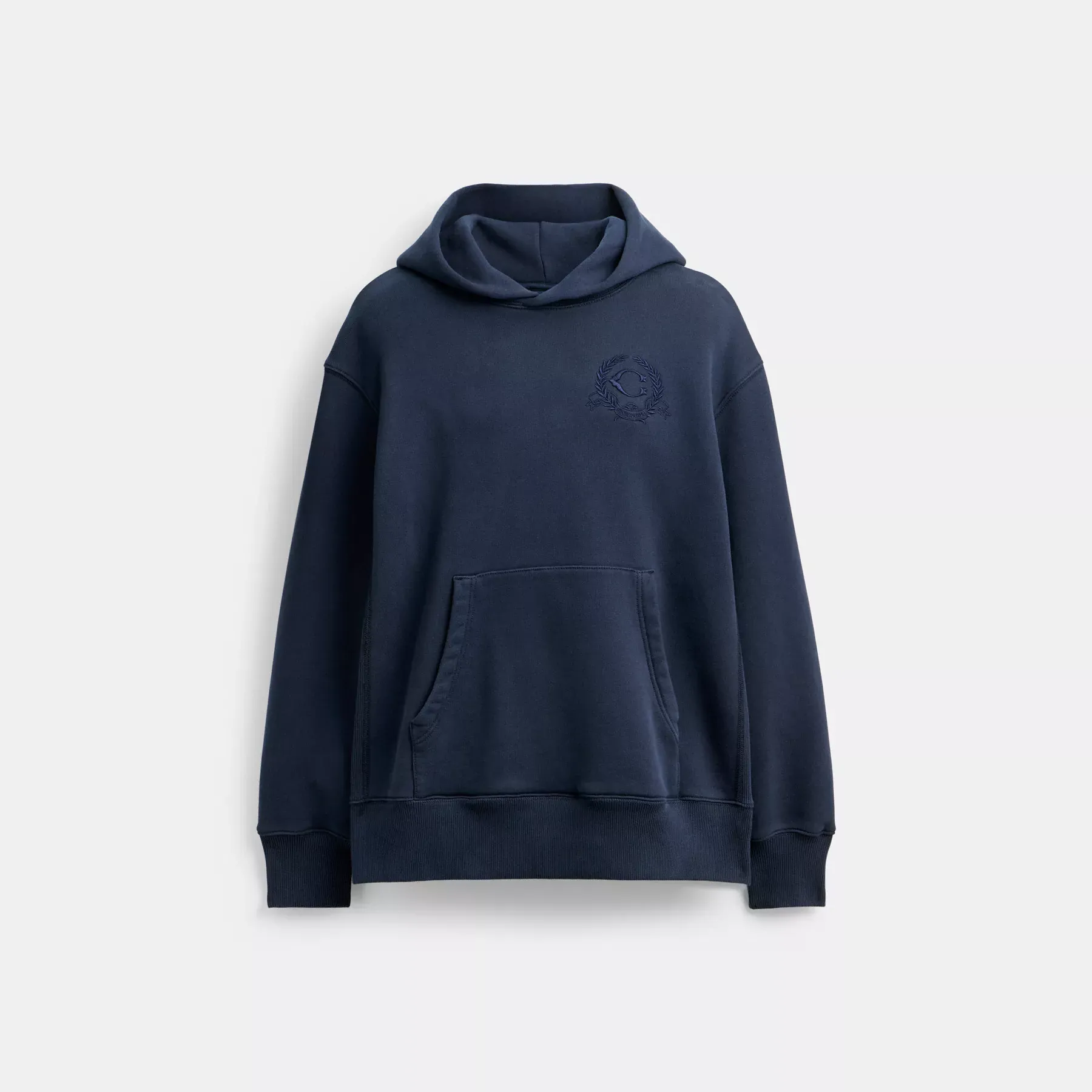 Oversized Signature Crest Hoodie In Organic Cotton Navy Blue