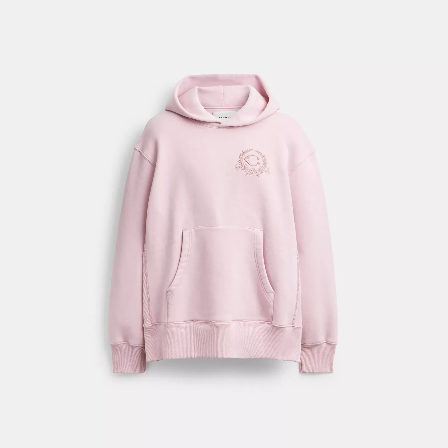 Oversized Signature Crest Hoodie In Organic Cotton Pink