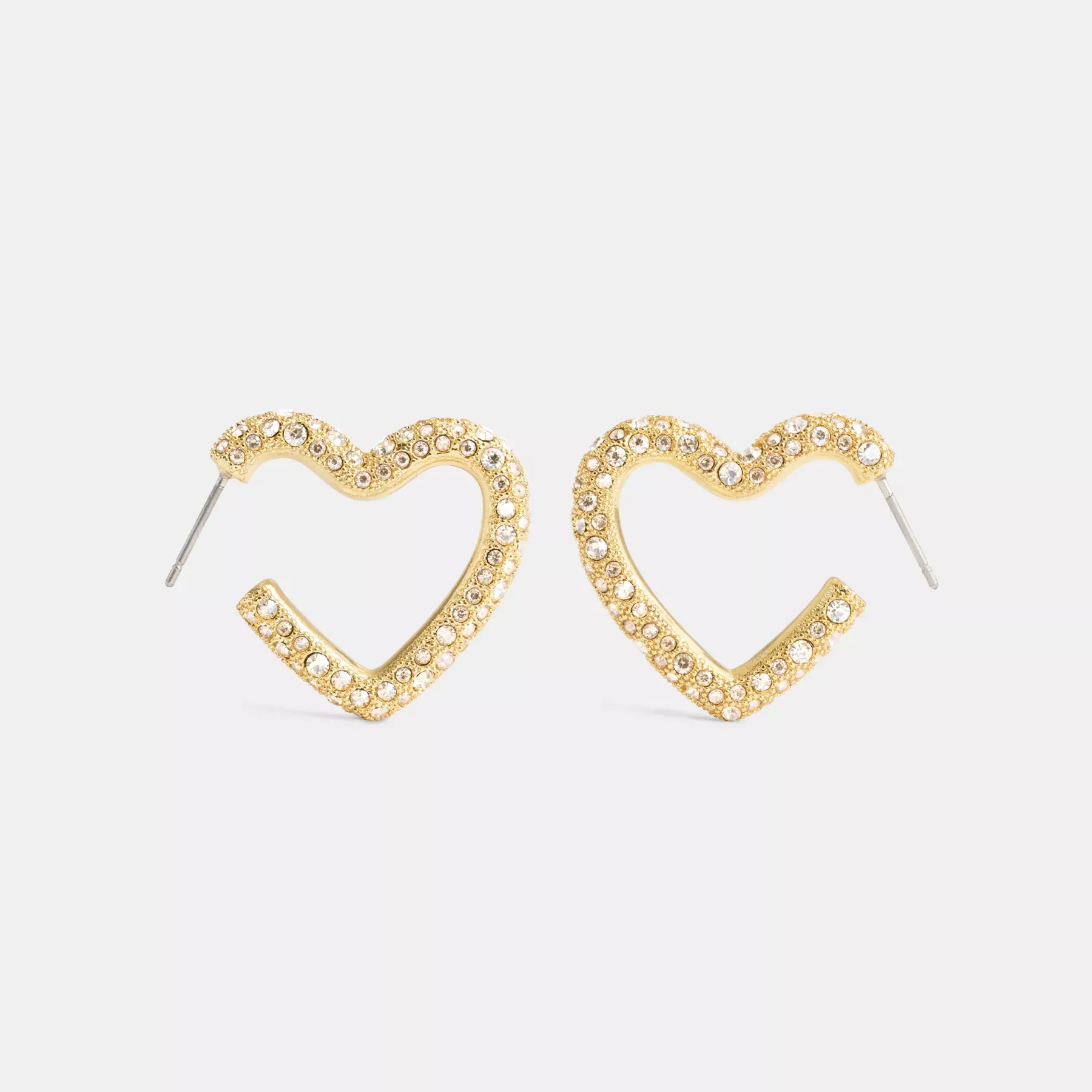 Pavé Heart Hoop Earrings Gold