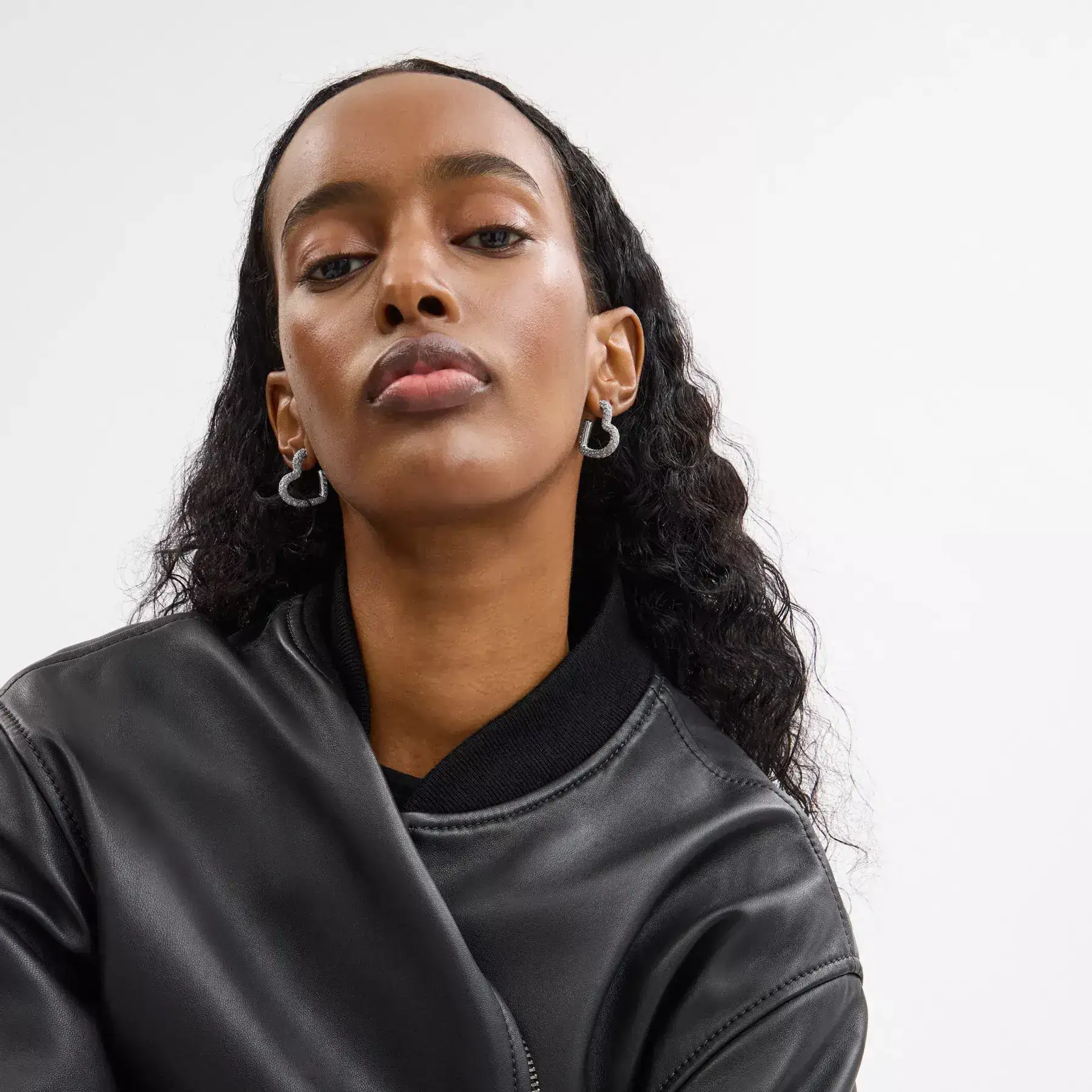 Pavé Heart Hoop Earrings Silver Pavé Heart Hoop Earrings Silver