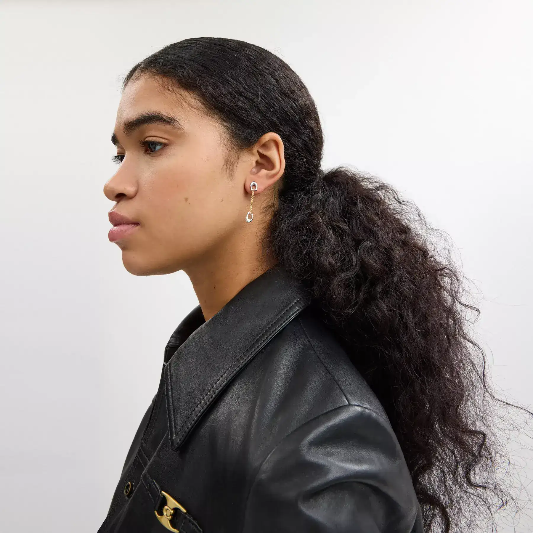 Pavé Signature Chain Linear Earrings Gold/Silver