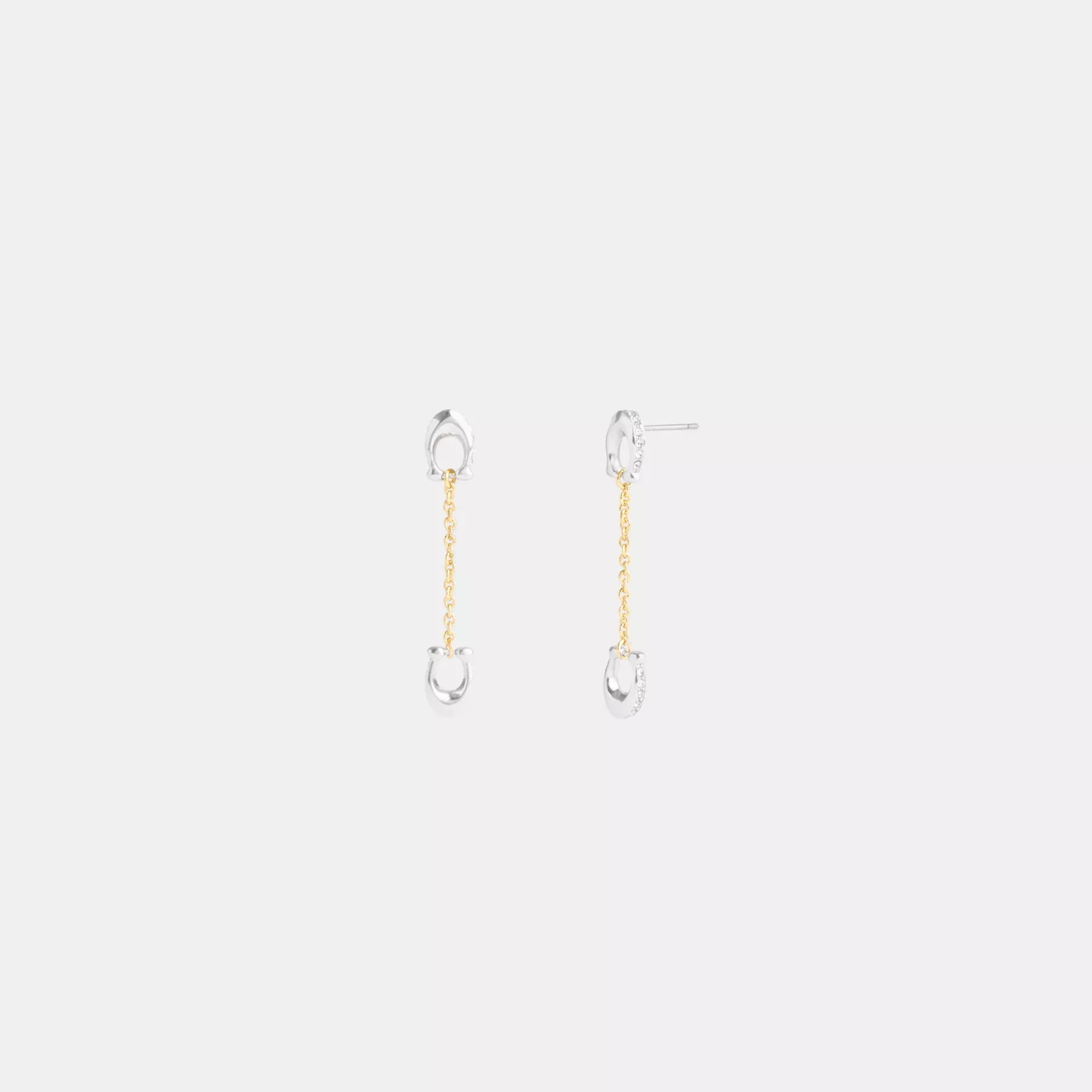 Pavé Signature Chain Linear Earrings Gold/Silver