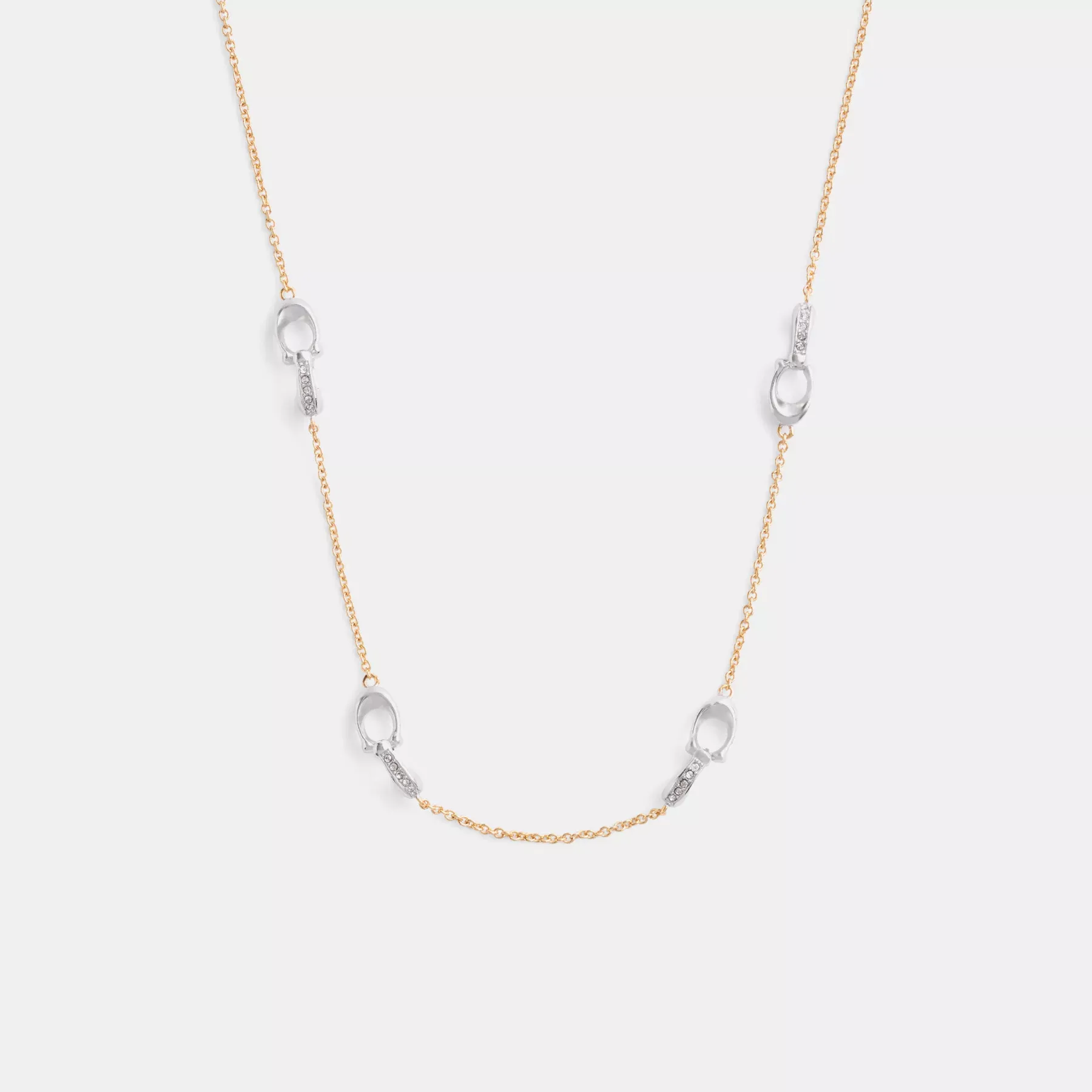 Pavé Signature Chain Necklace Gold/Silver