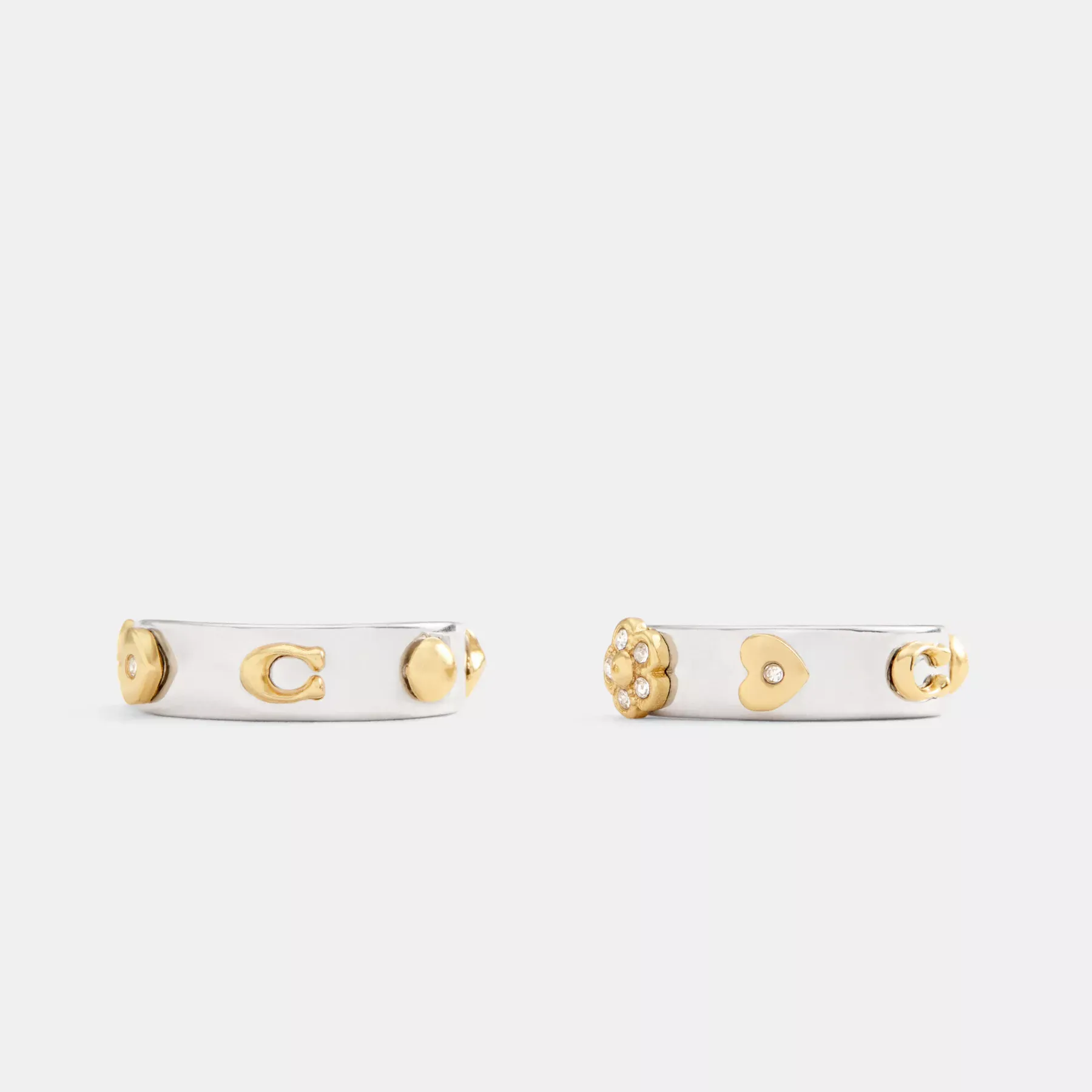 Pavé Tea Rose And Heart Hoop Earrings Gold/Silver Pavé Tea Rose And Heart Hoop Earrings Gold/Silver