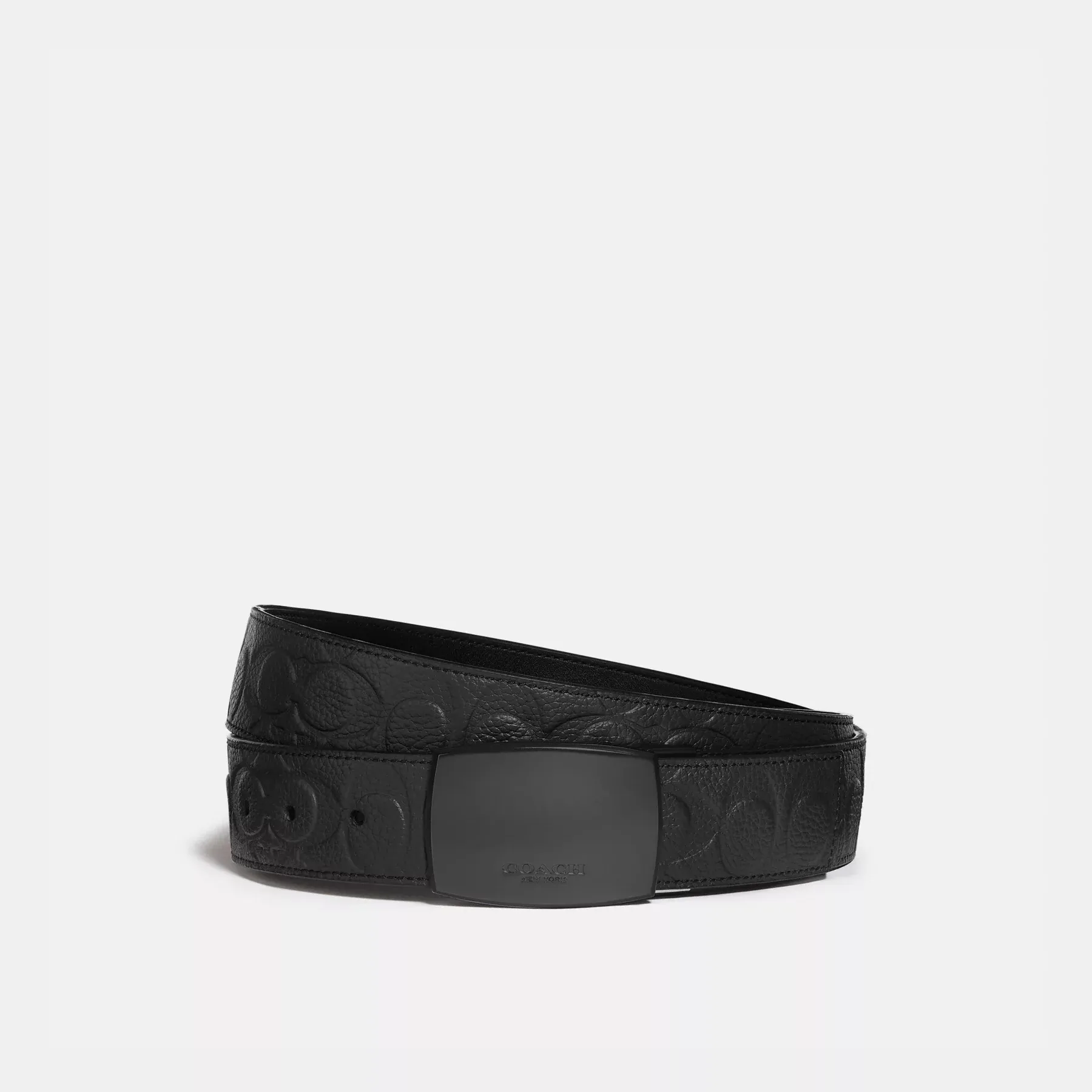 Plaque Buckle Cut-To-Size Reversible Belt, 38mm Black