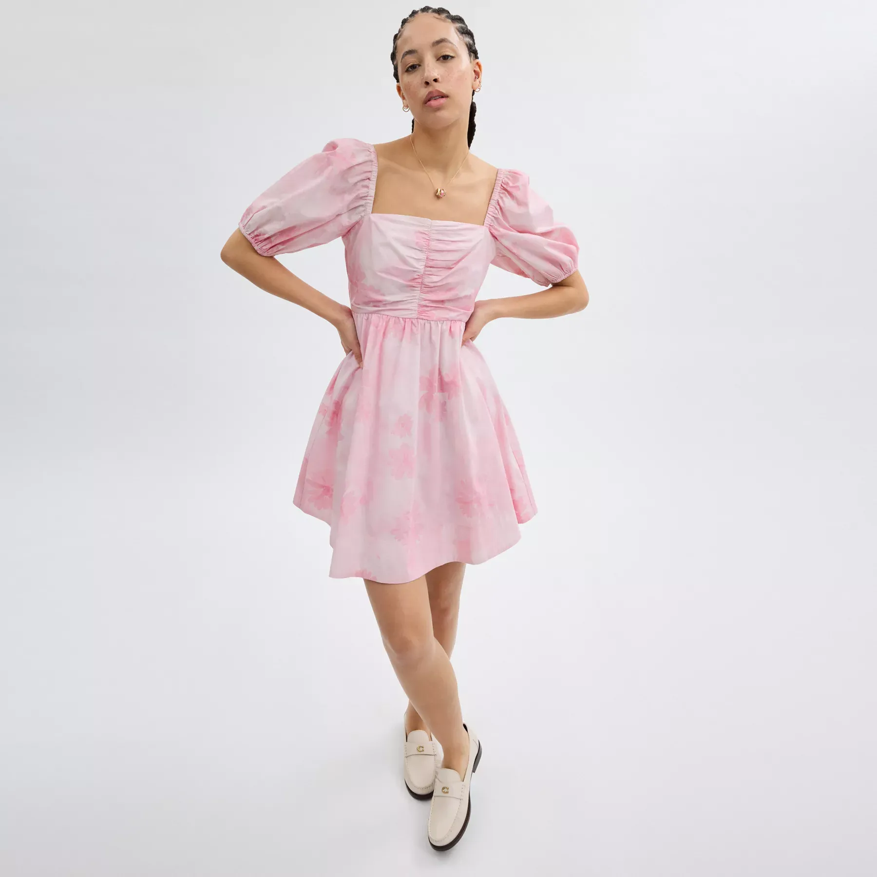 Puff Sleeve Mini Dress Pink Puff Sleeve Mini Dress Pink