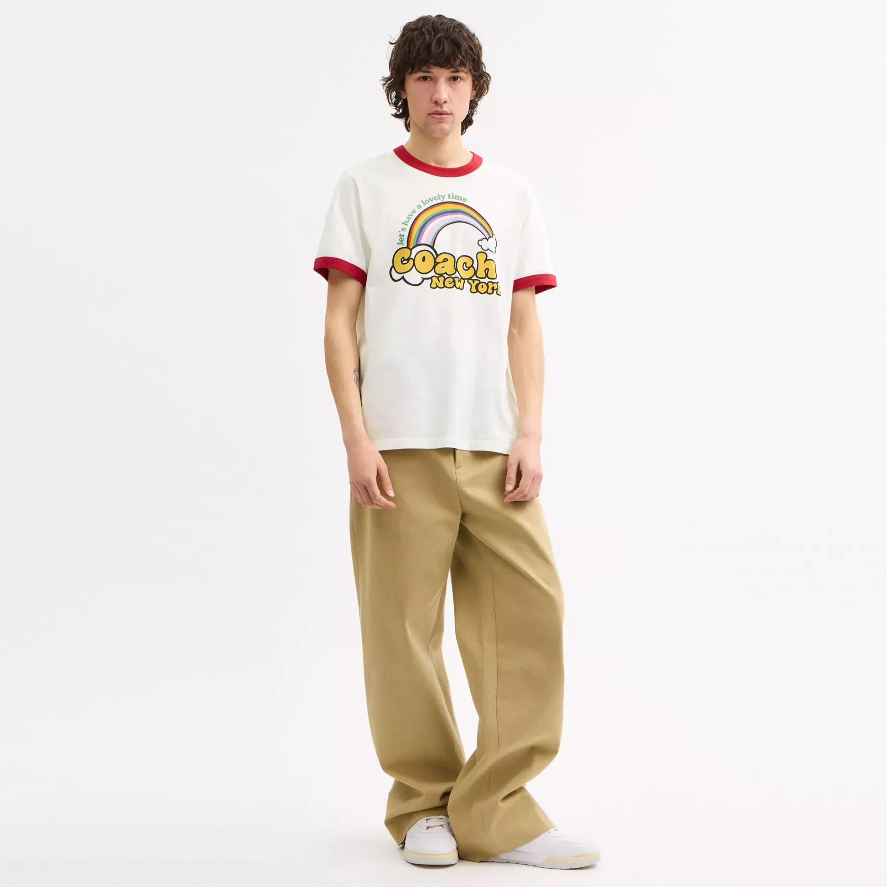 Rainbow Ringer T-Shirt White Multi