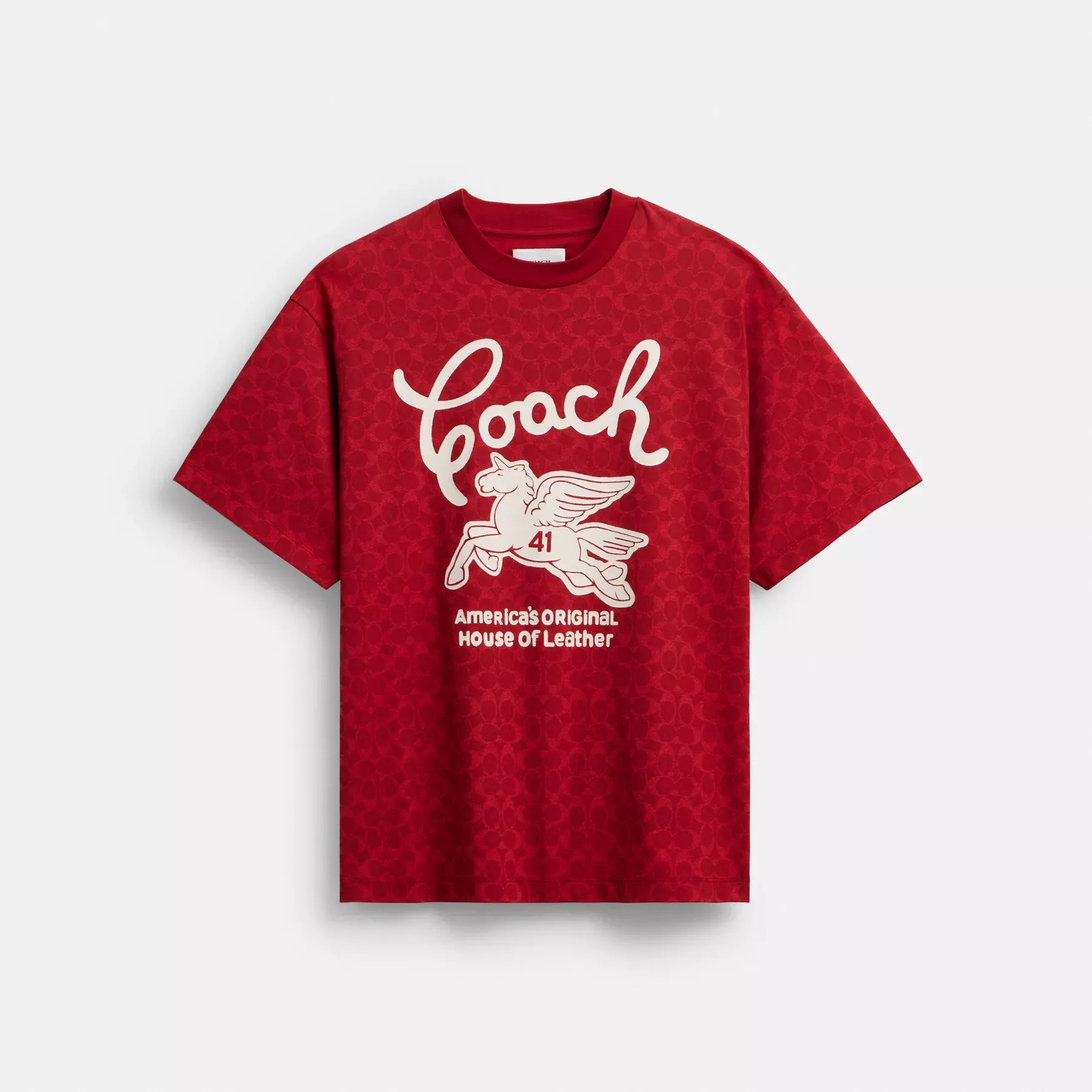 Relaxed Signature Pegasus T-Shirt In Organic Cotton Red Signature
