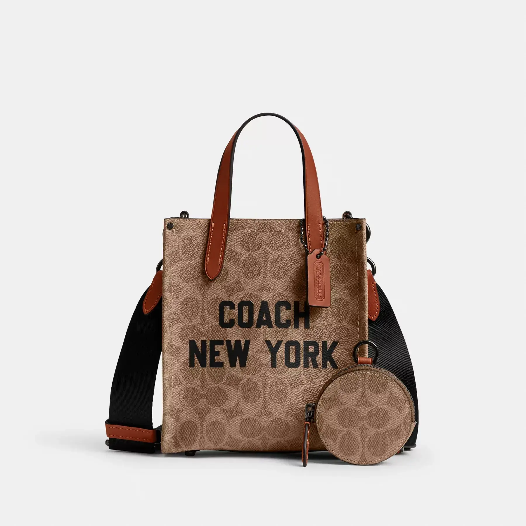 Relay Tote Bag 17 In Signature Canvas With Coach Graphic Tan Multi