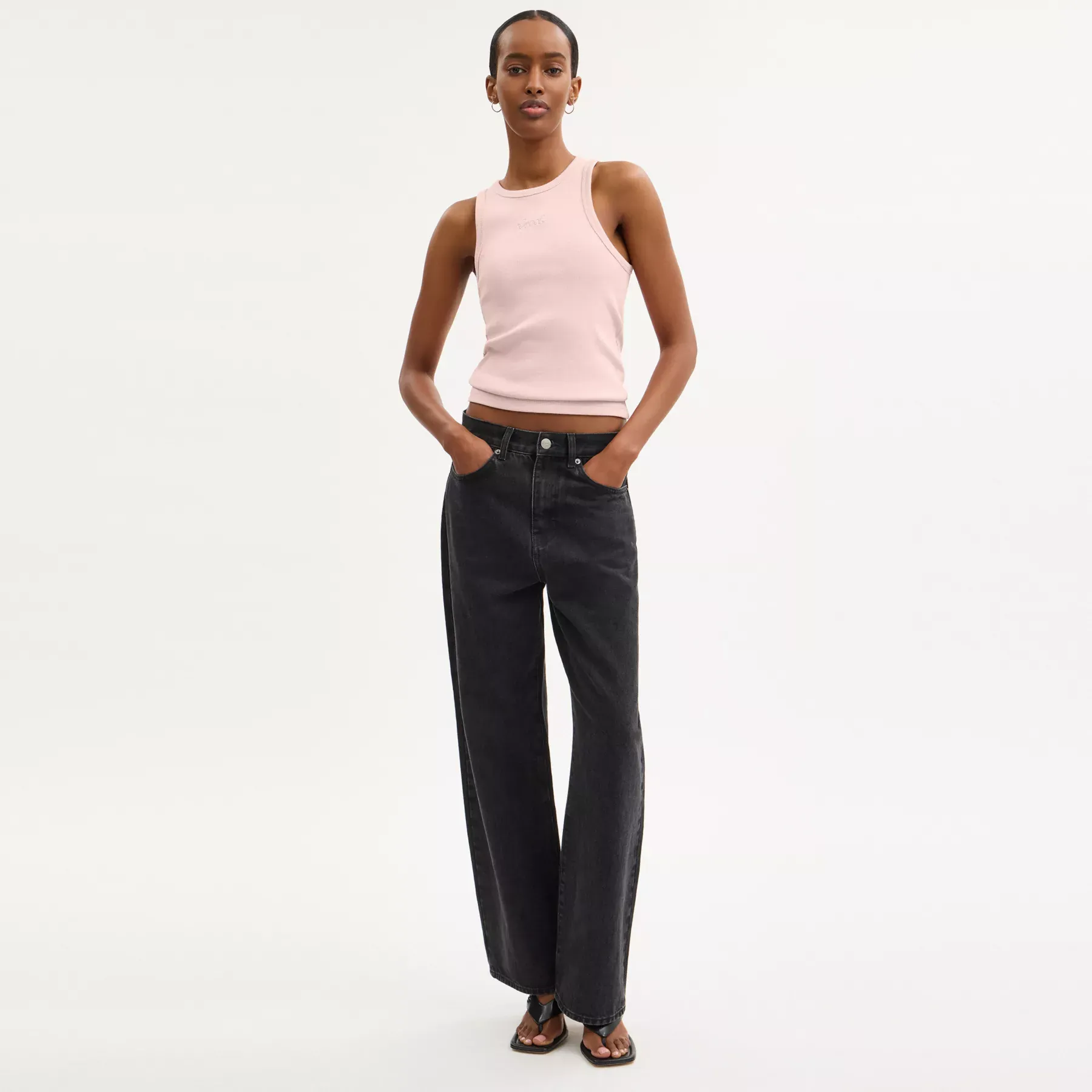 Ribbed Coach Script Tank Top Light Pink