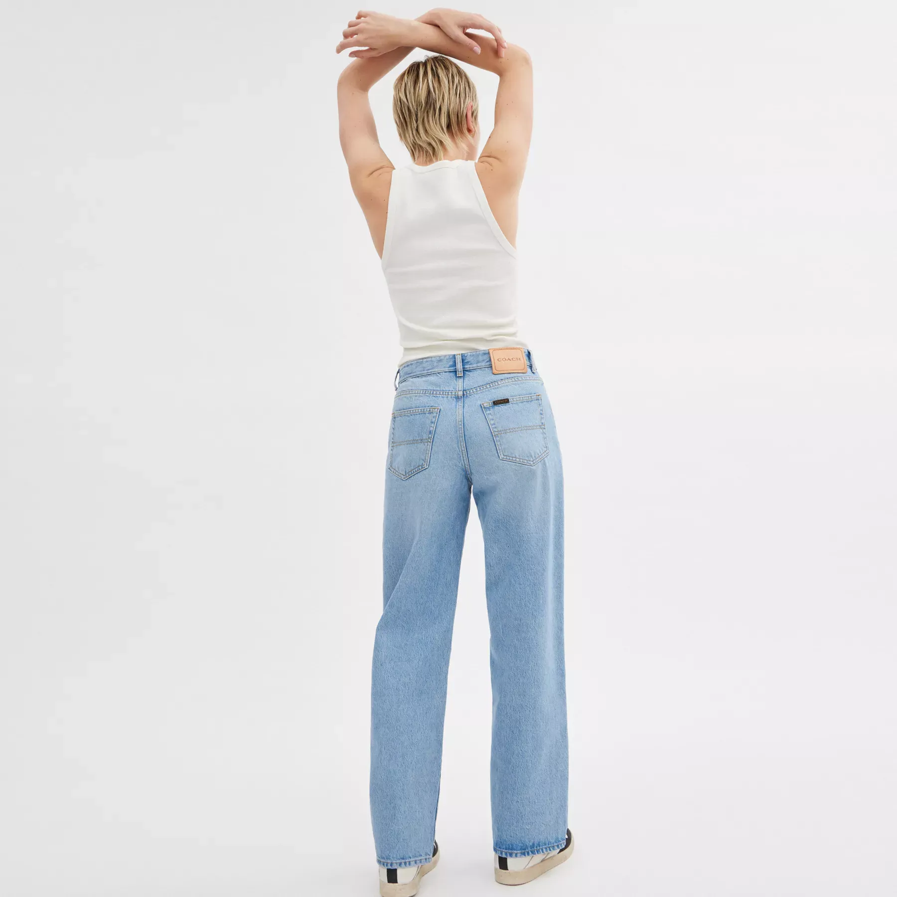 Ribbed Coach Script Tank Top White Ribbed Coach Script Tank Top White