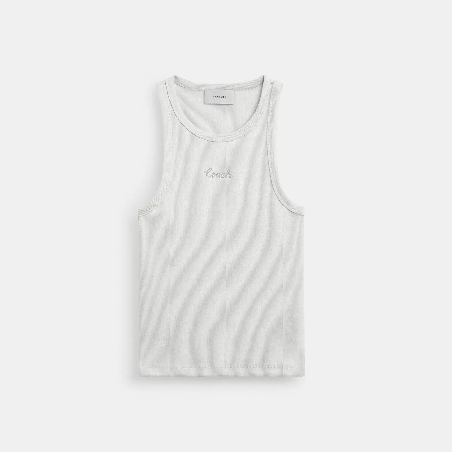 Ribbed Coach Script Tank Top White