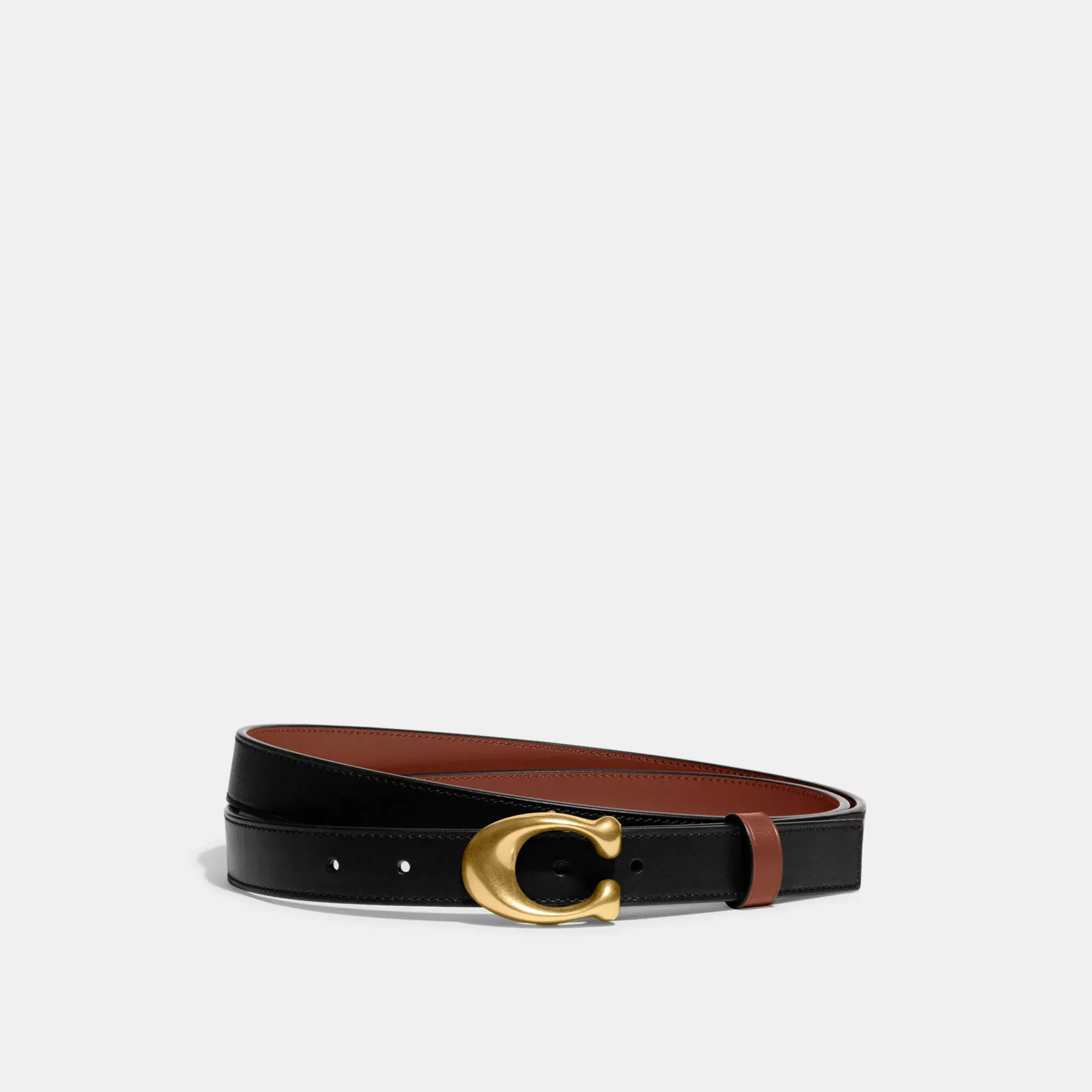 Sculpted C Buckle Cut-To-Size Reversible Belt, 25mm Black 1941 Saddle