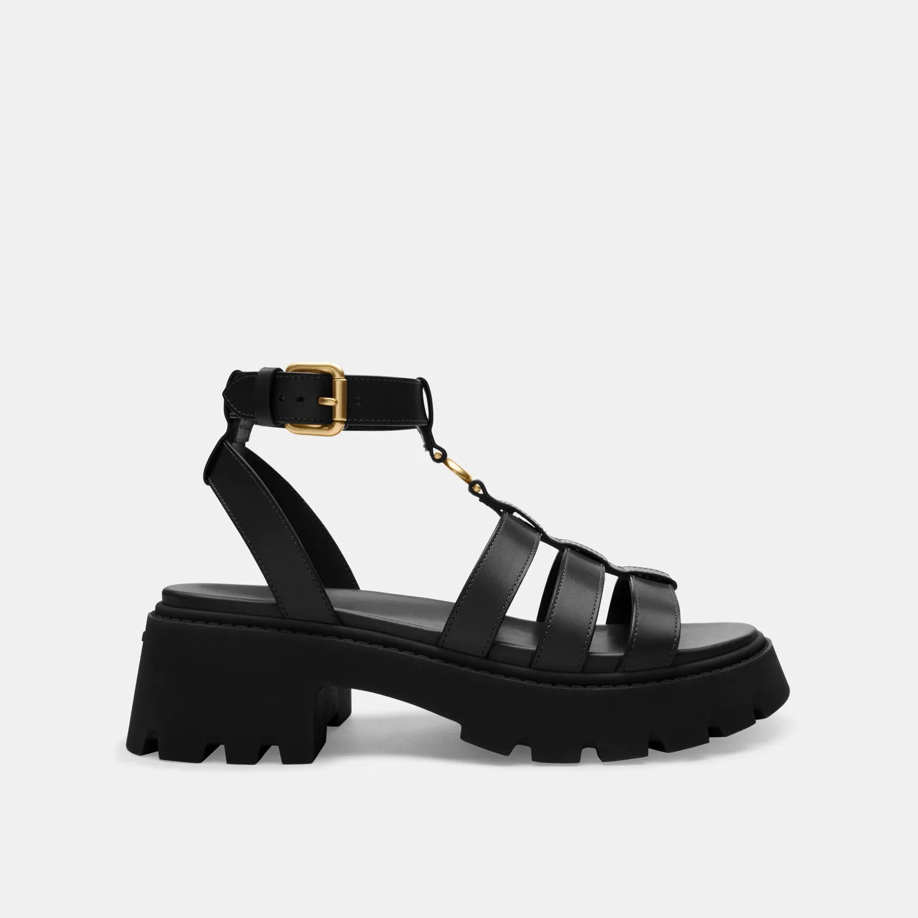 Sculpted C Platform Fisherman Sandal Black