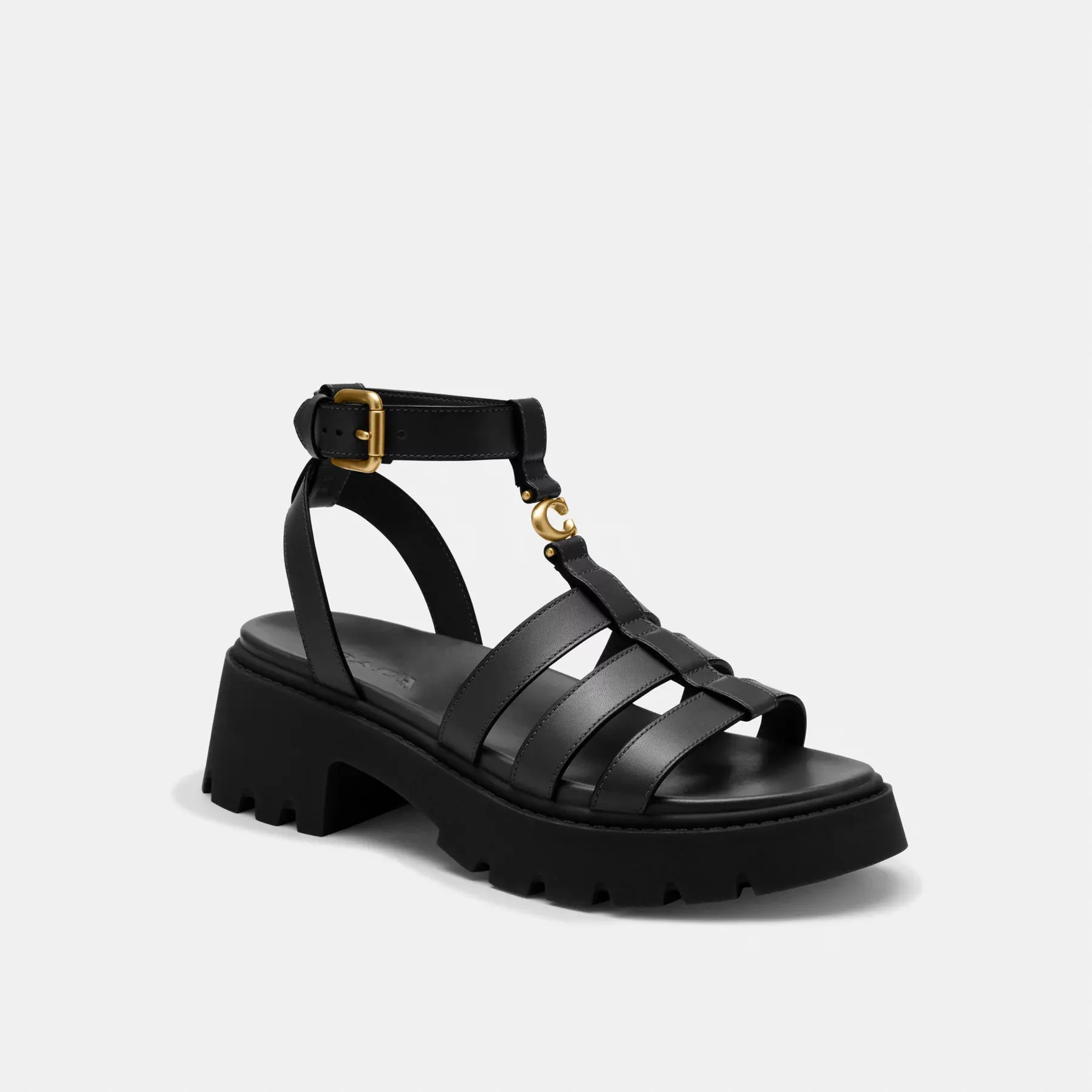 Sculpted C Platform Fisherman Sandal Black