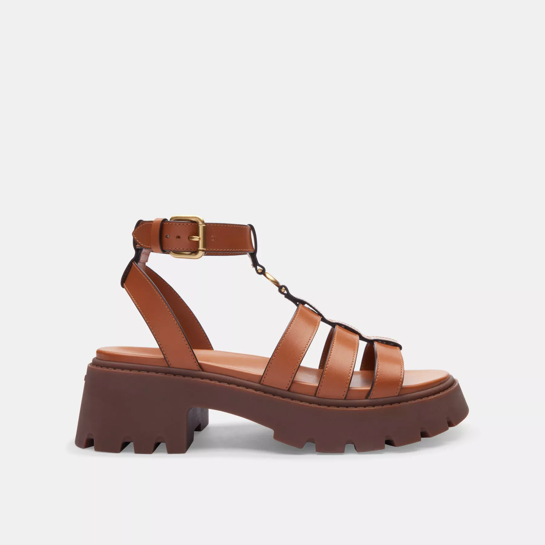 Sculpted C Platform Fisherman Sandal Cognac