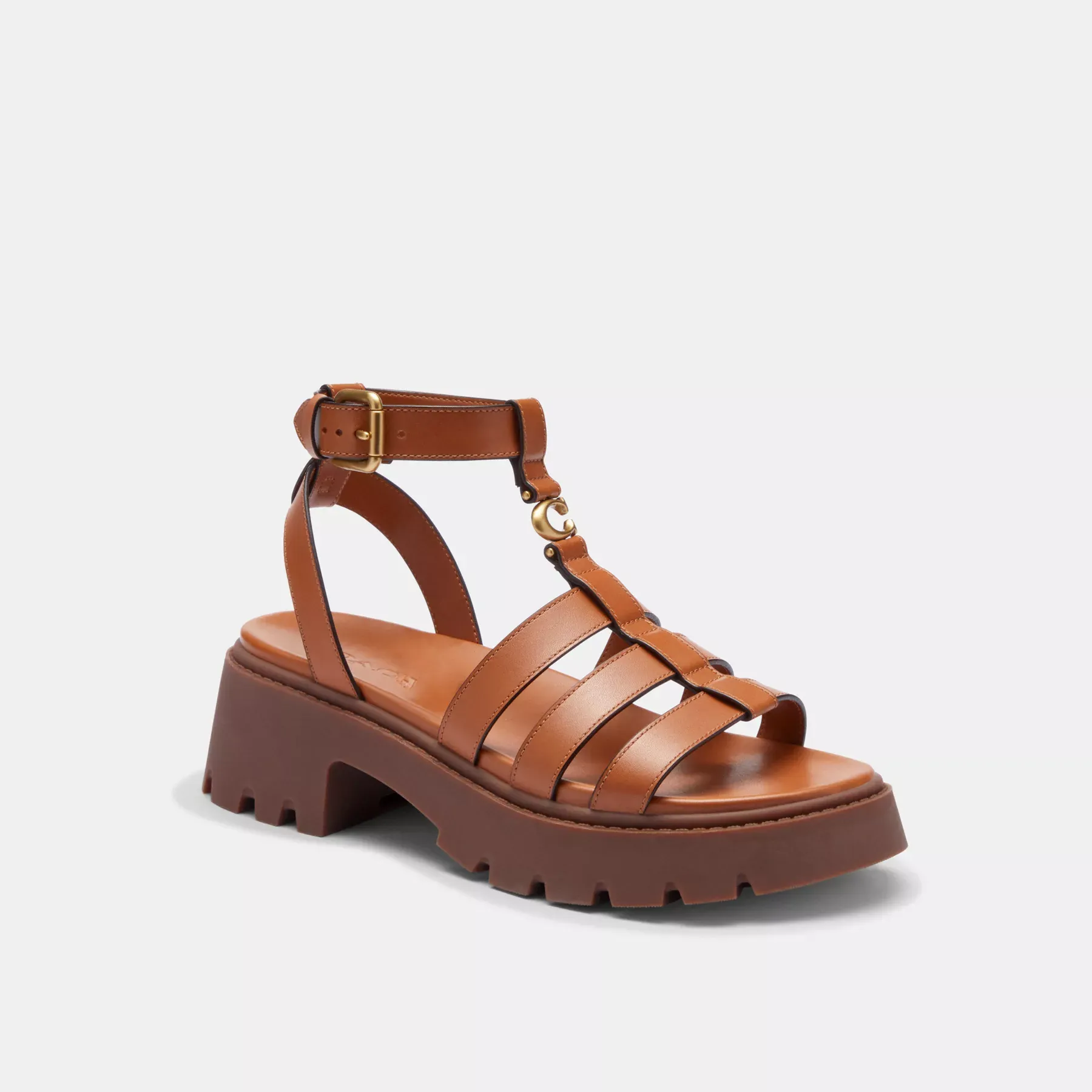 Sculpted C Platform Fisherman Sandal Cognac