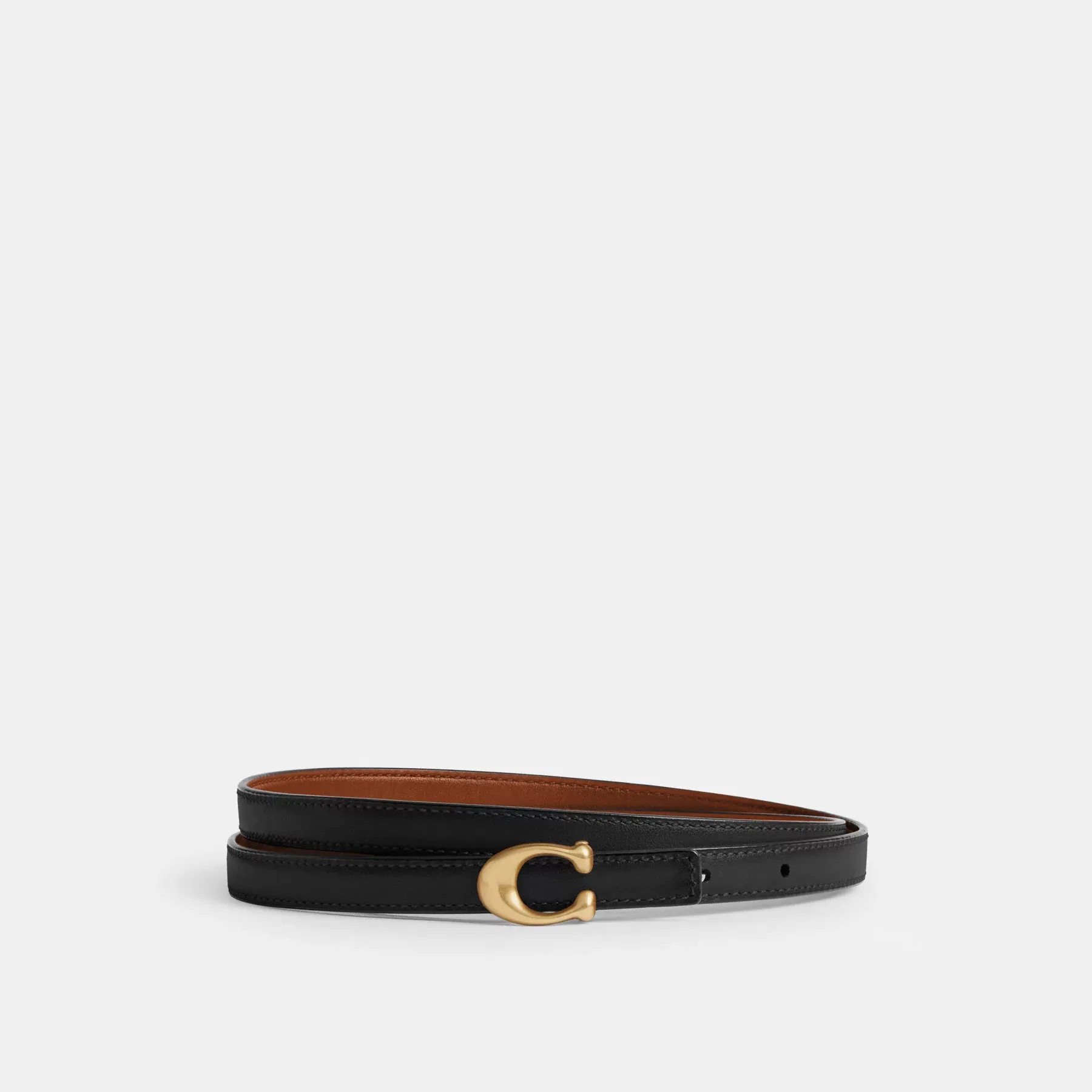 Sculpted Signature Buckle Reversible Belt, 13mm Black Burnished Amb Sculpted Signature Buckle Reversible Belt, 13mm Black Burnished Amb
