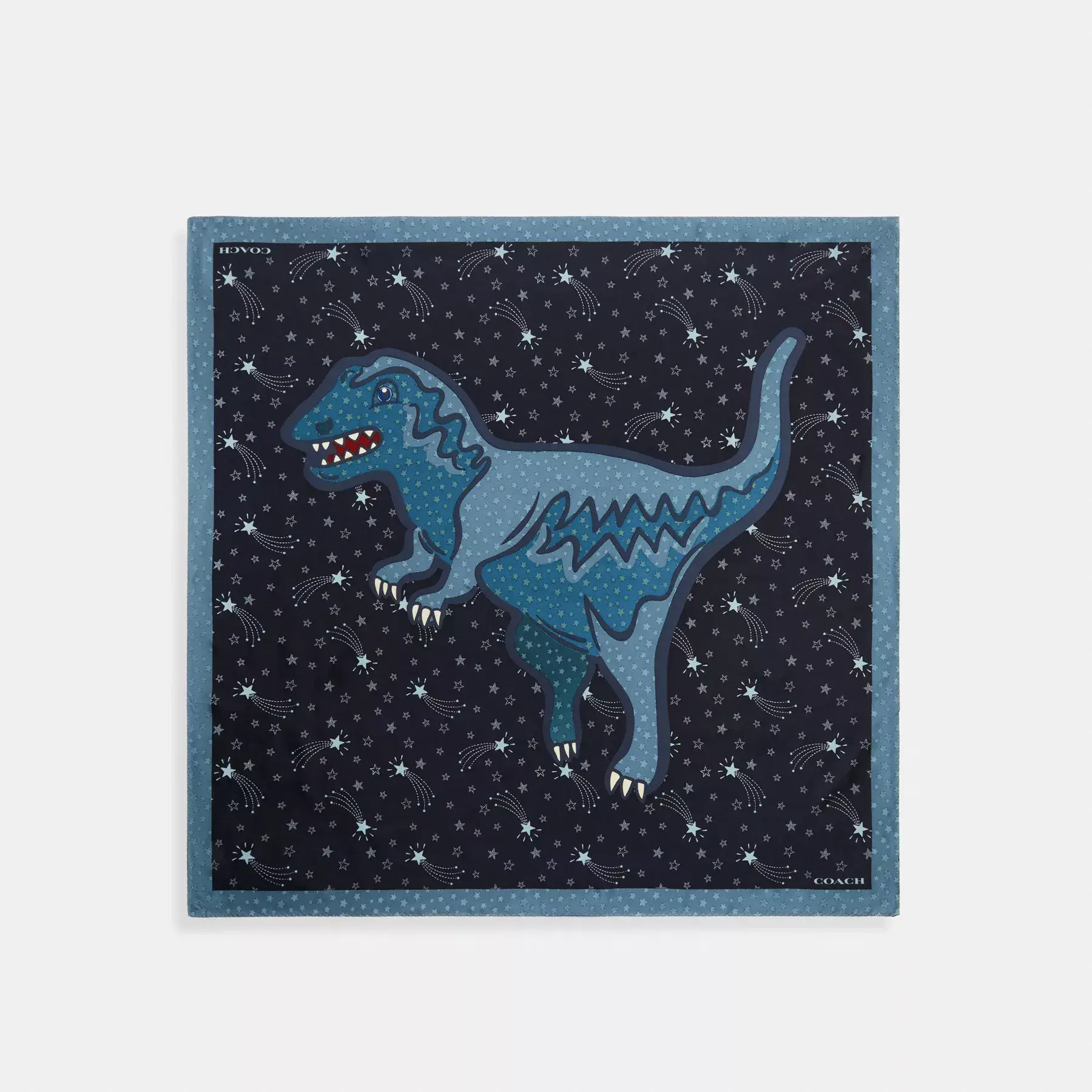 Shooting Star Rexy Print Silk Square Scarf Black/Marine Shooting Star Rexy Print Silk Square Scarf Black/Marine