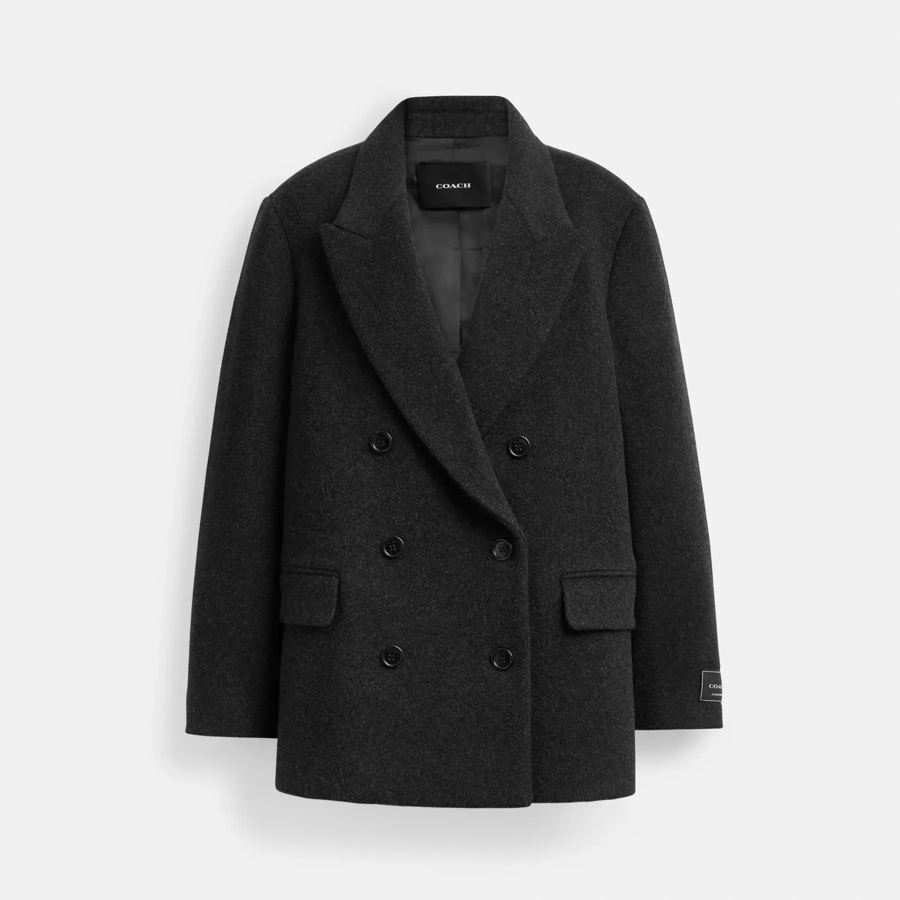 Short Coat In Recycled Wool Charcoal Grey