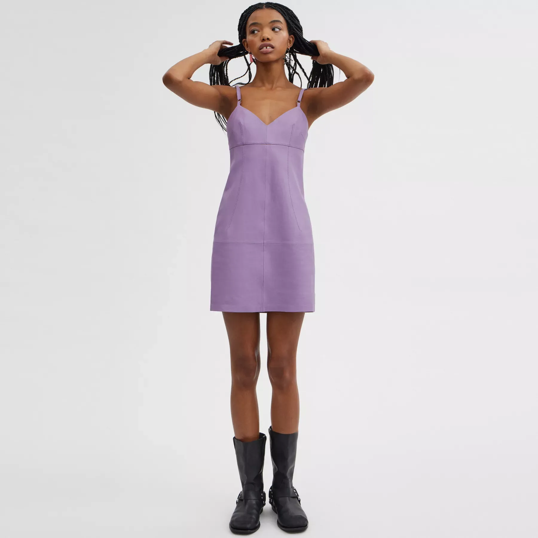 Short Leather Dress Purple