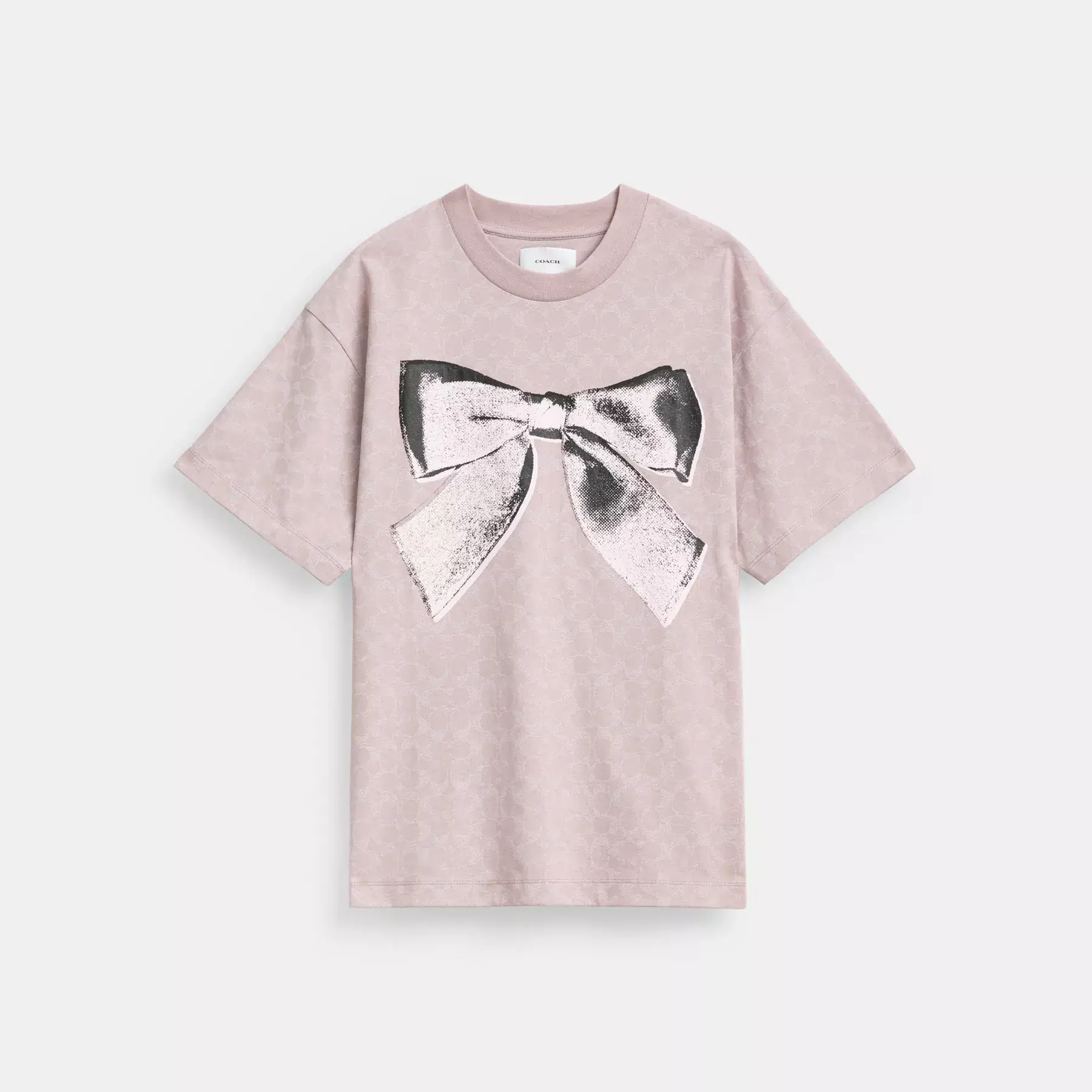 Signature Bow T-Shirt In Organic Cotton Pink Signature