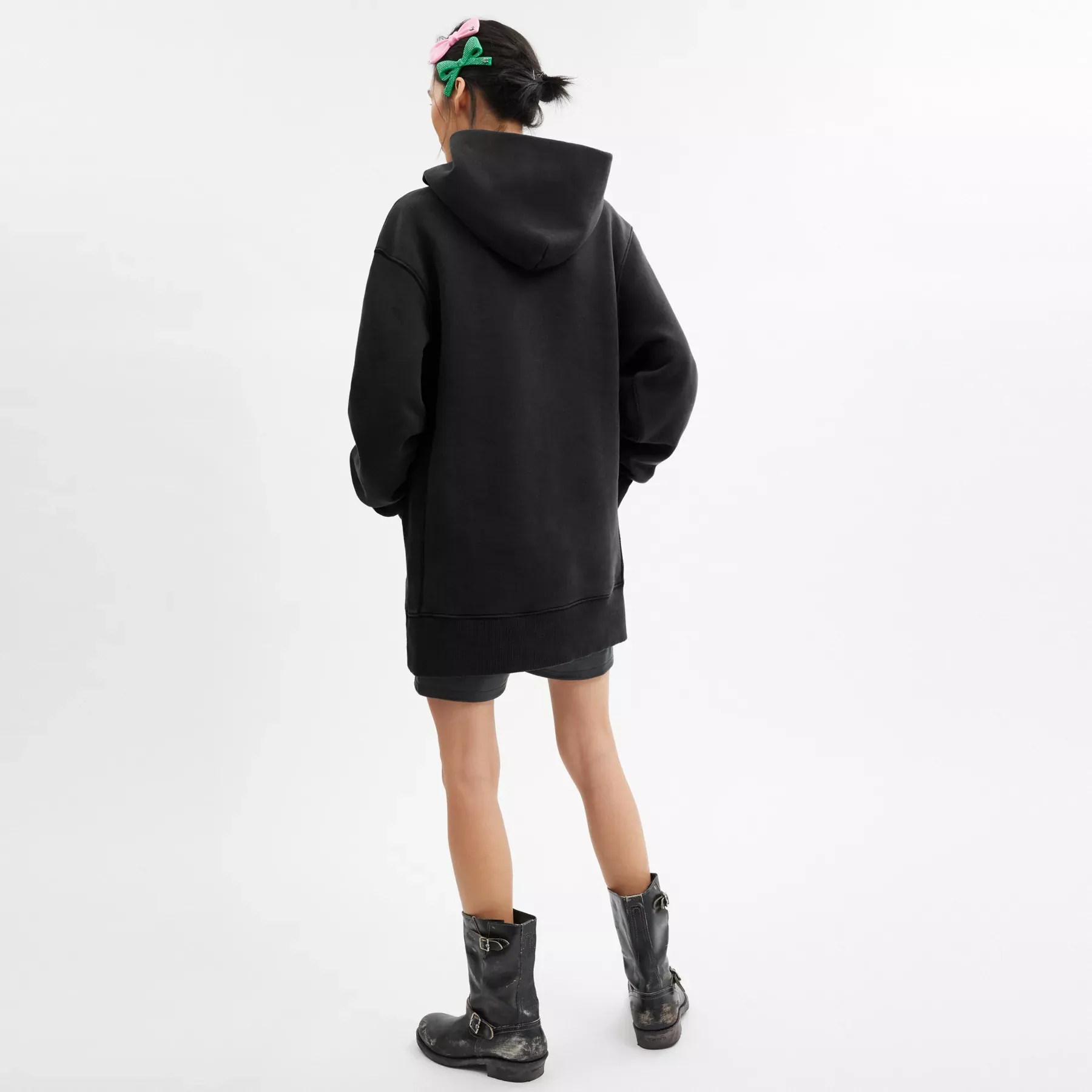 Signature Crest Hoodie Dress In Organic Cotton Black Signature Crest Hoodie Dress In Organic Cotton Black