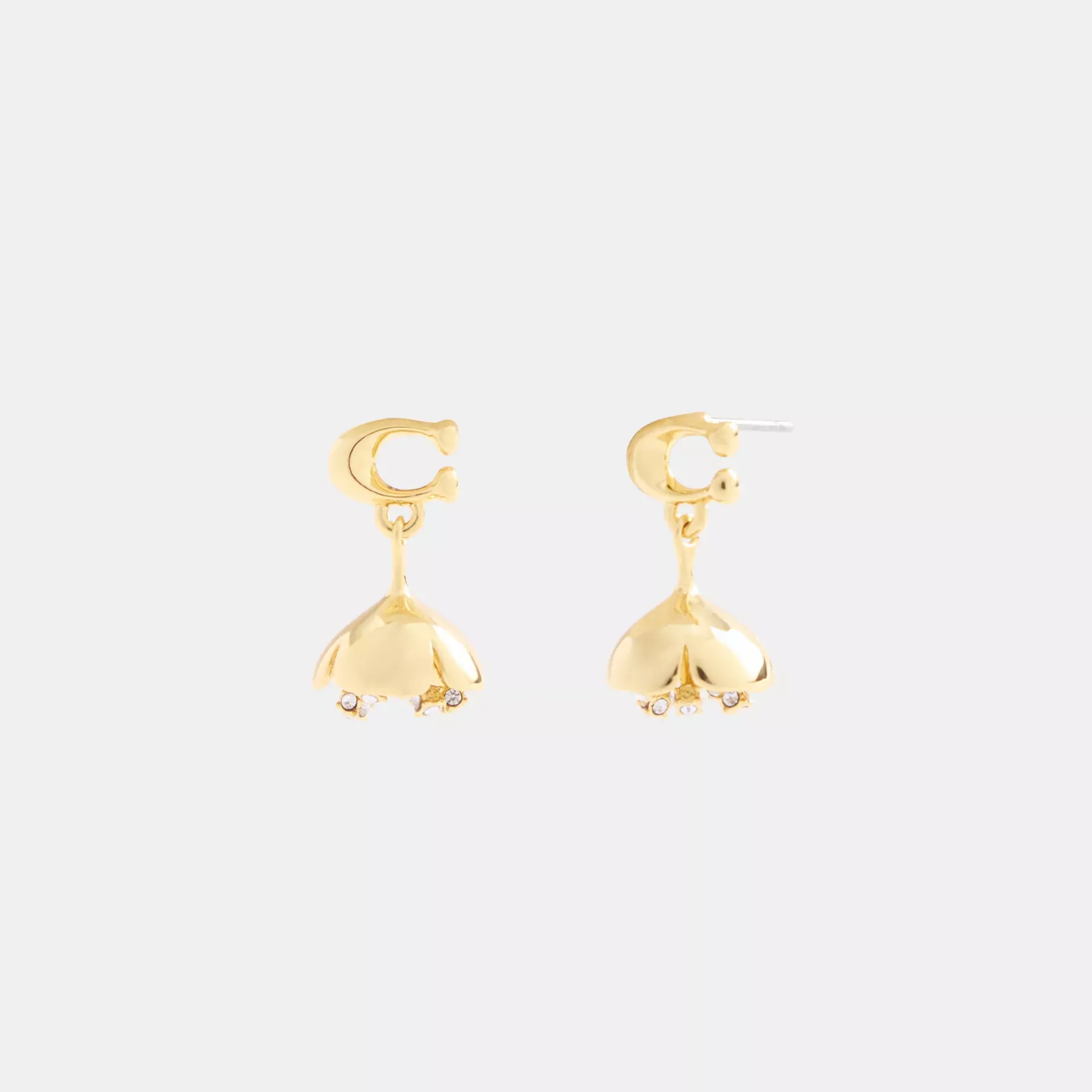Signature Flower Drop Earrings Gold Signature Flower Drop Earrings Gold