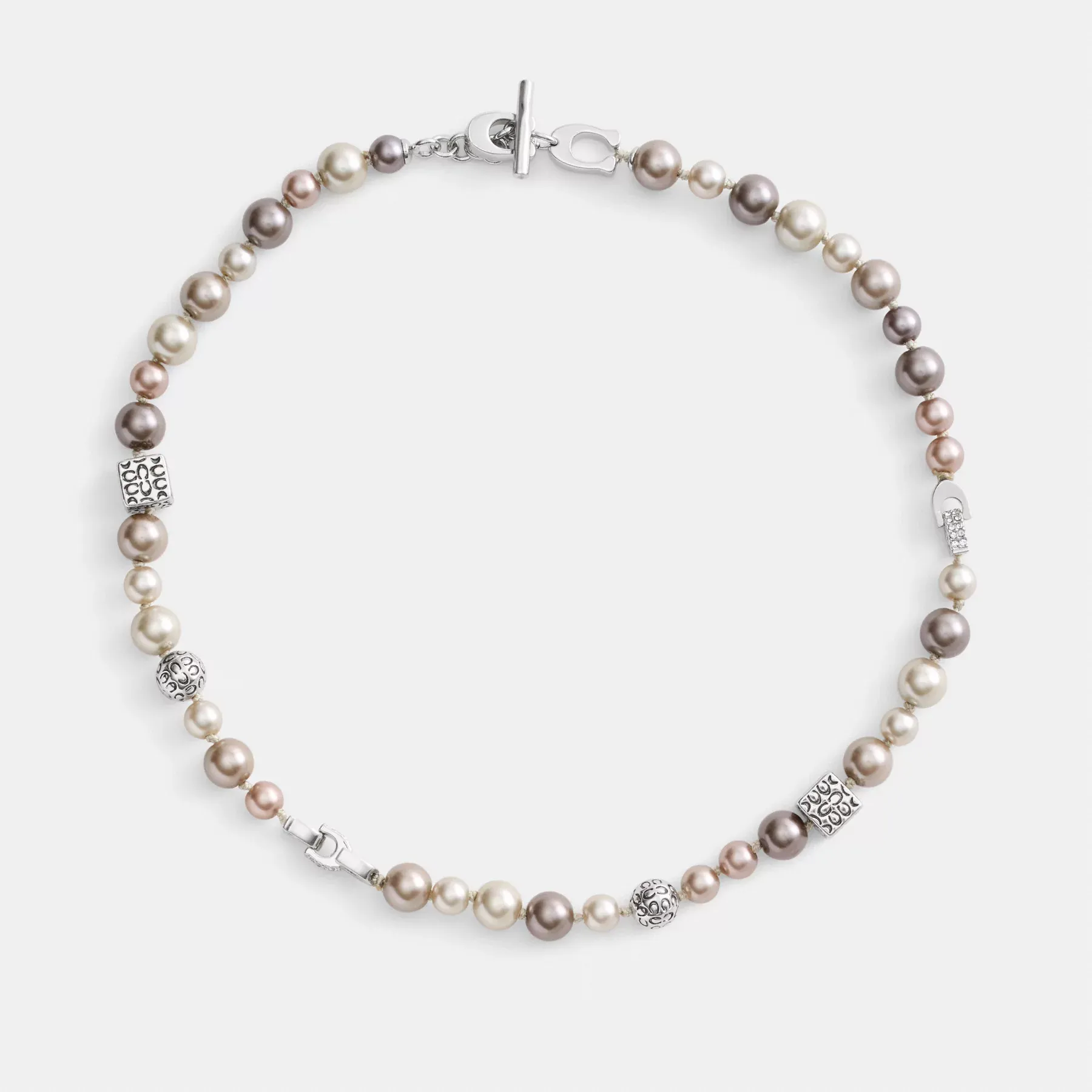 Signature Pearls And Metal Necklace Silver/Pearl