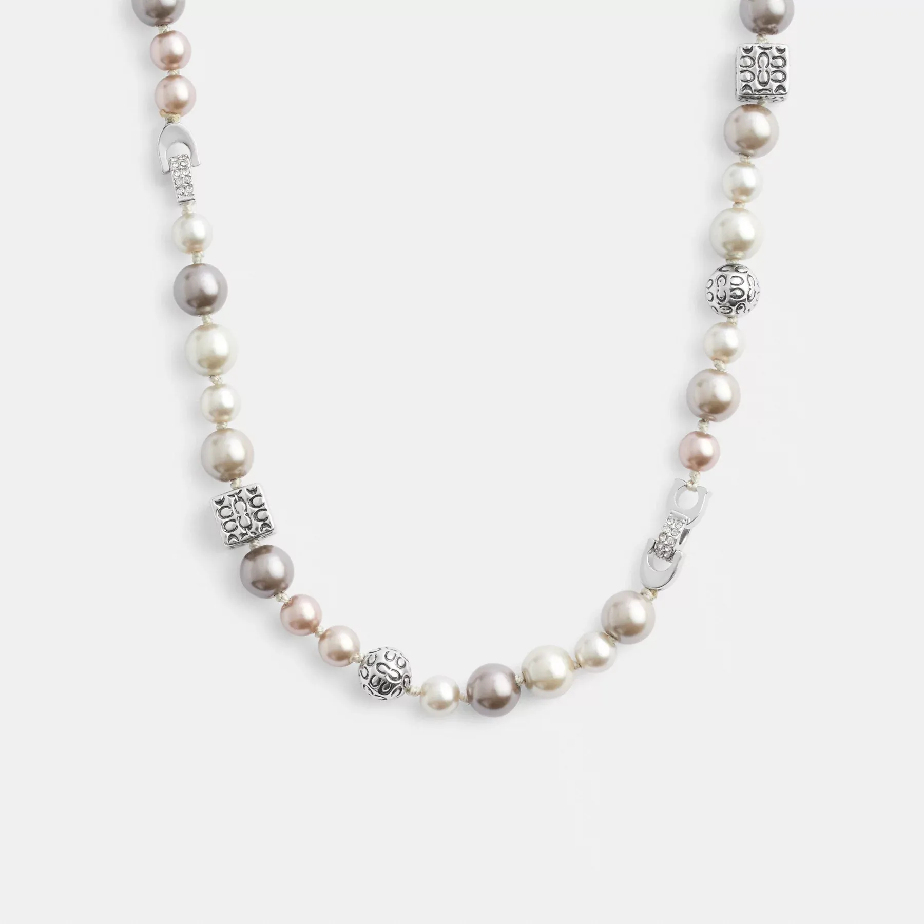 Signature Pearls And Metal Necklace Silver/Pearl