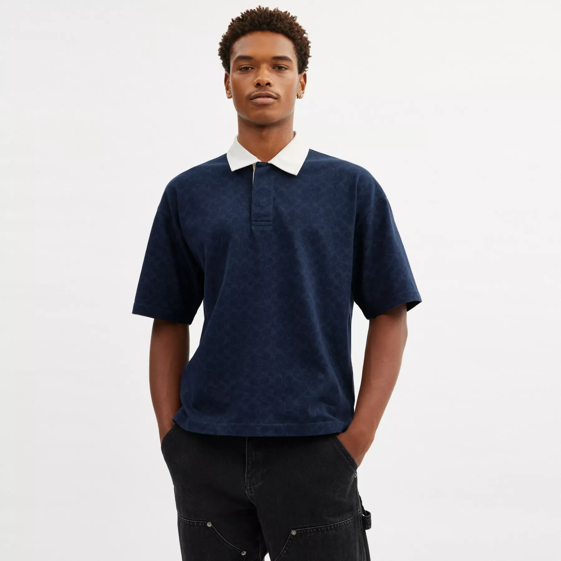 Signature Relaxed Rugby Polo In Organic Cotton Navy Signature