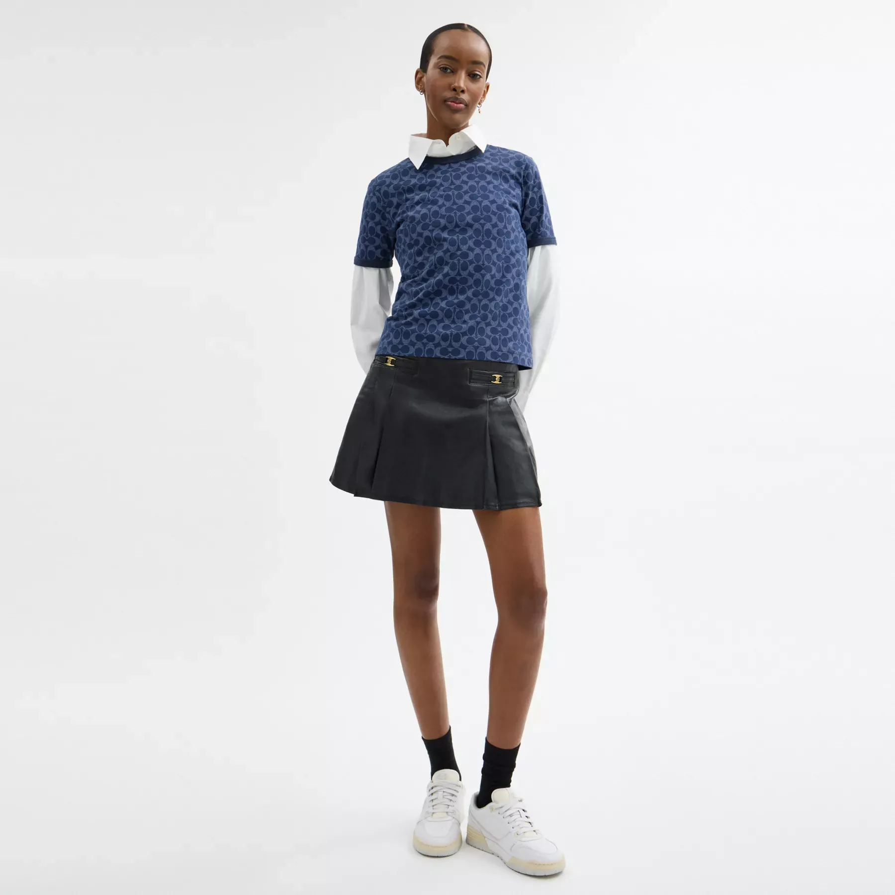 Signature Ringer T-Shirt In Organic Cotton Blue Signature