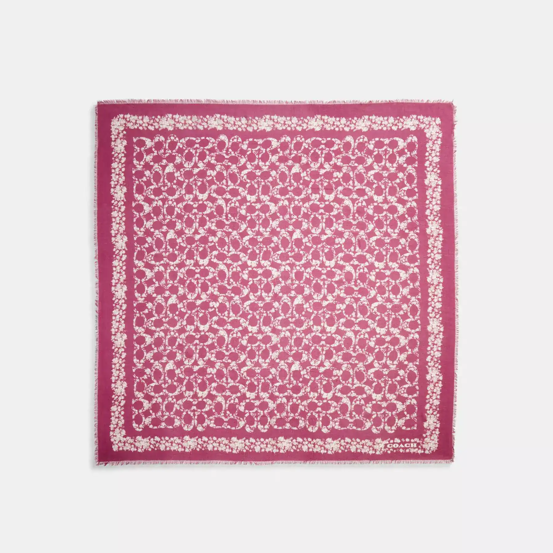 Signature Rose Meadow Print Oversized Square Scarf Pink