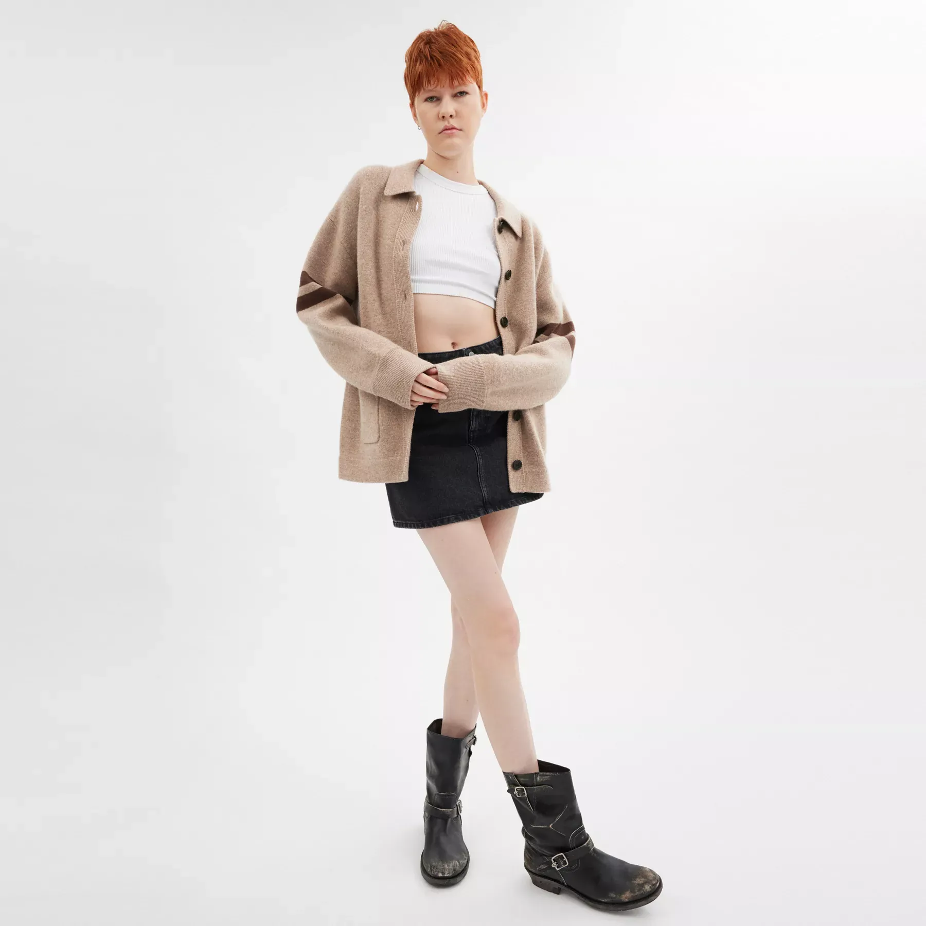 Signature Script Cardigan Tan Multi