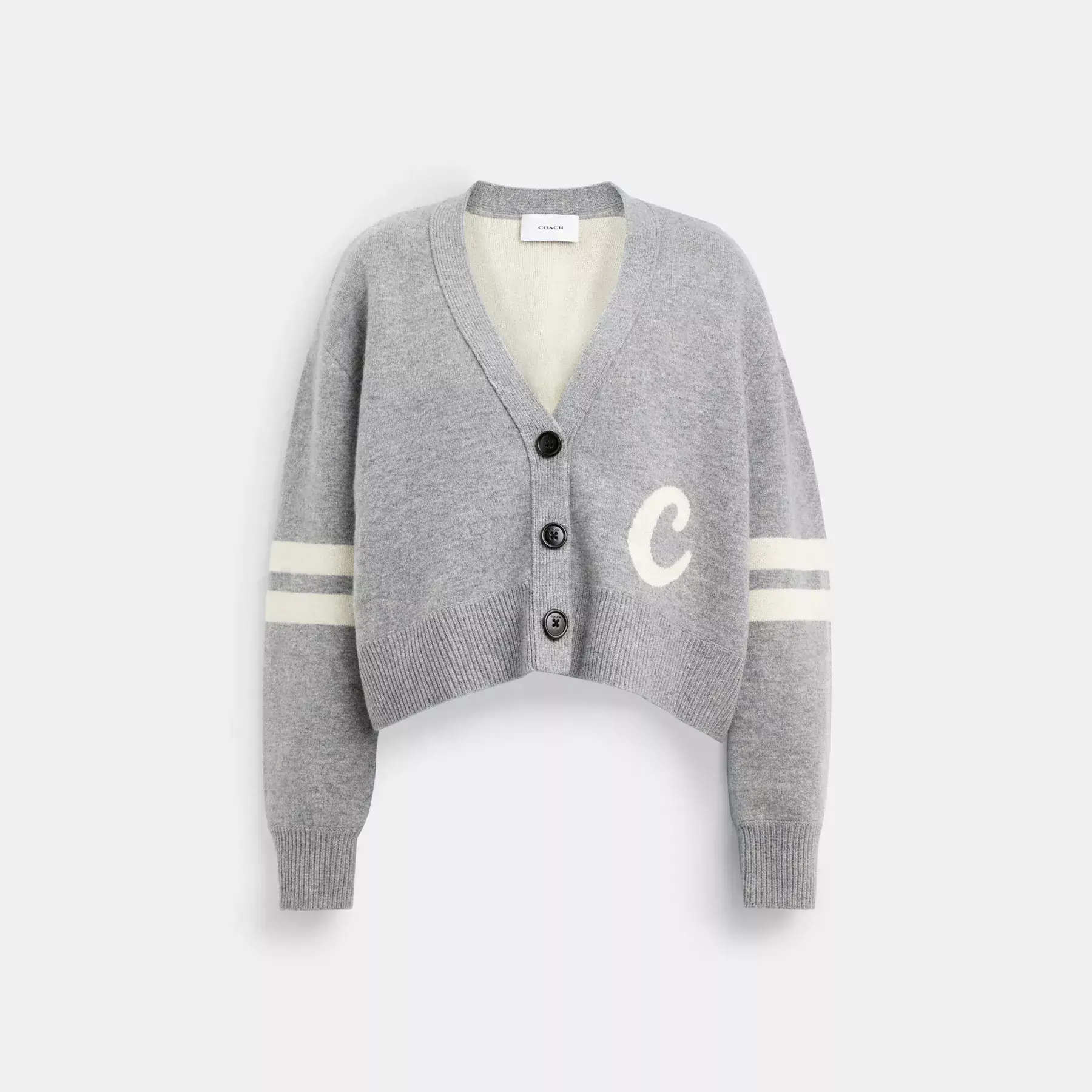 Signature Script Cropped Cardigan Gray