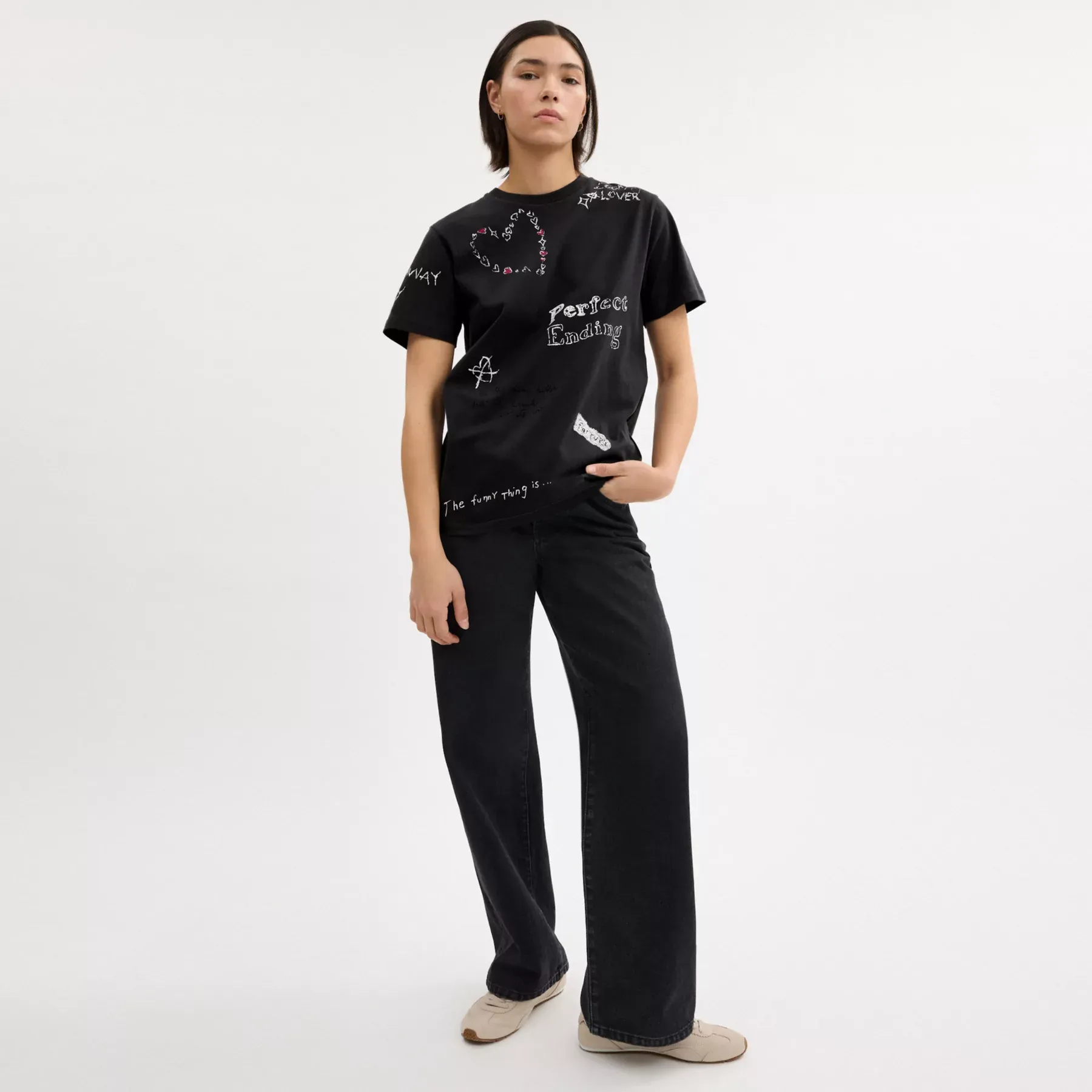 Sketch Print T-Shirt Black