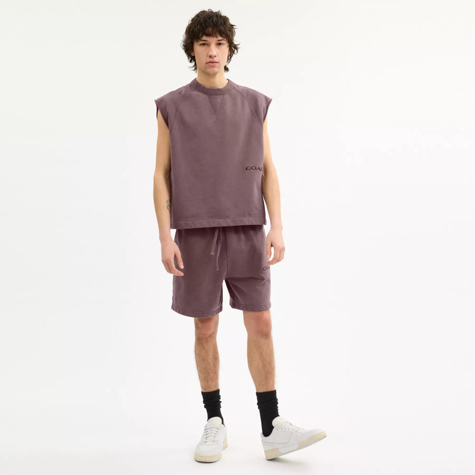 Sleeveless Garment Dye Crewneck Purple