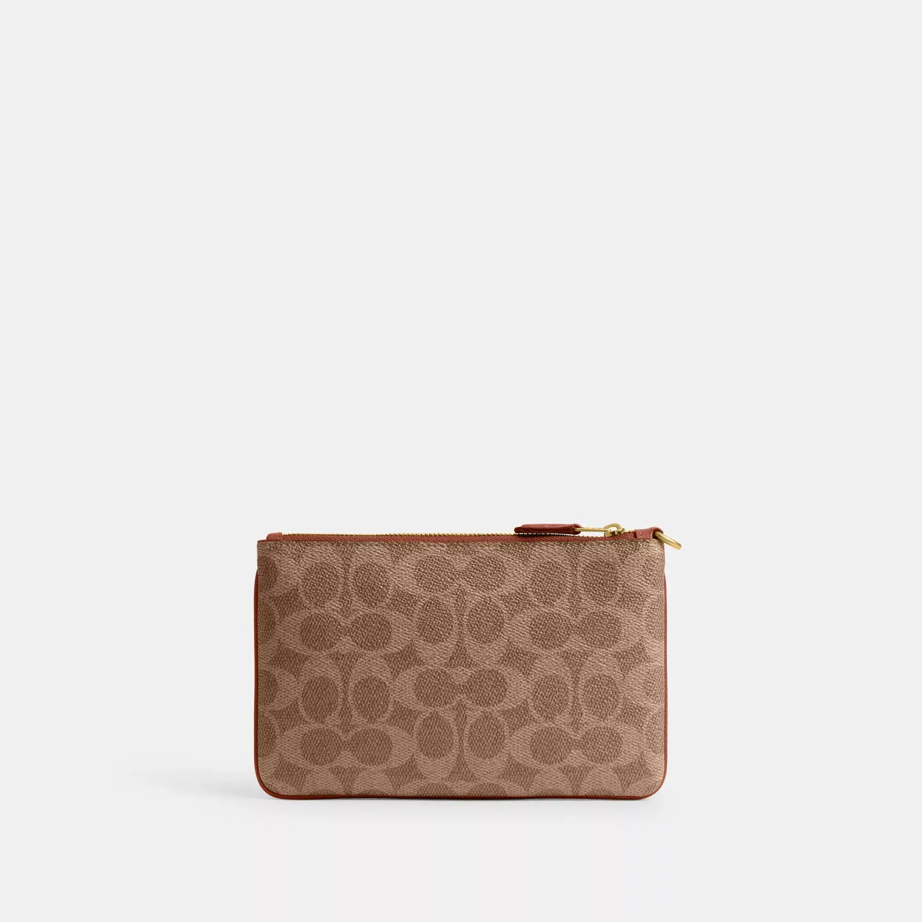 Small Wristlet In Signature Canvas Tan Caramel