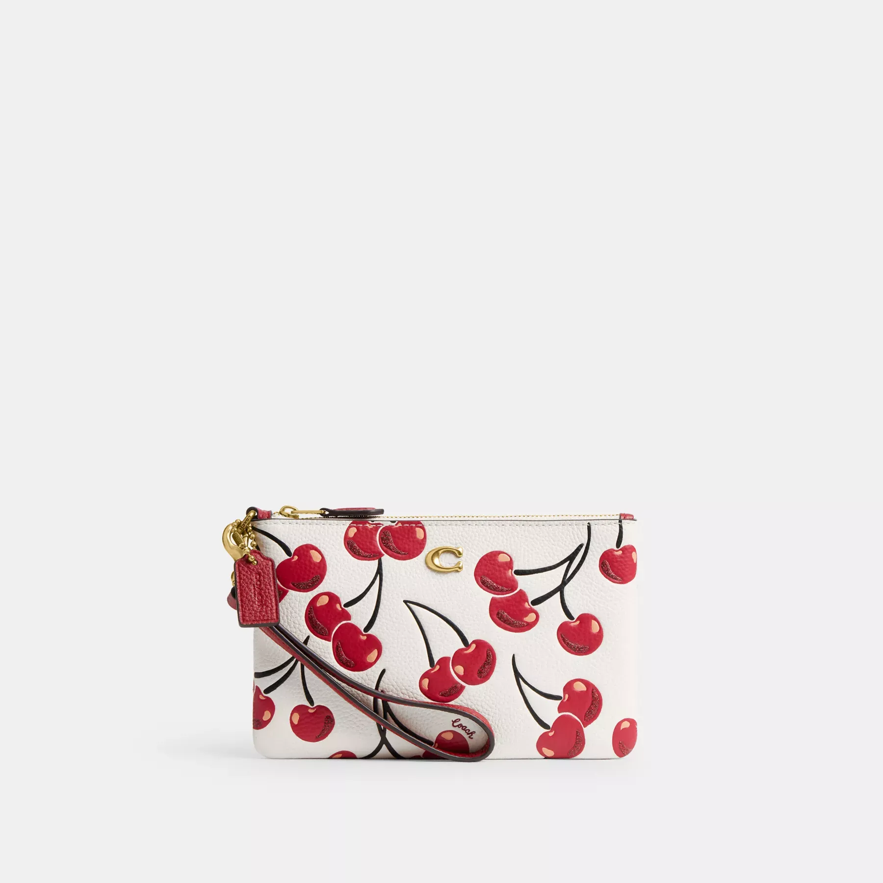 Small Wristlet With Cherry Print Chalk Multi