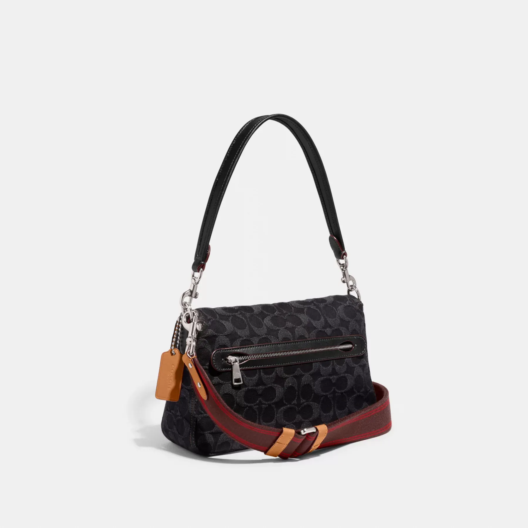 Soft Tabby Shoulder Bag In Signature Denim Black Denim